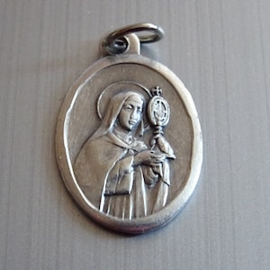 Saint Francis of Assisi, patron saint of animals and environment Italy. Silver medal medallion pendent medaille Holy Charm B 412