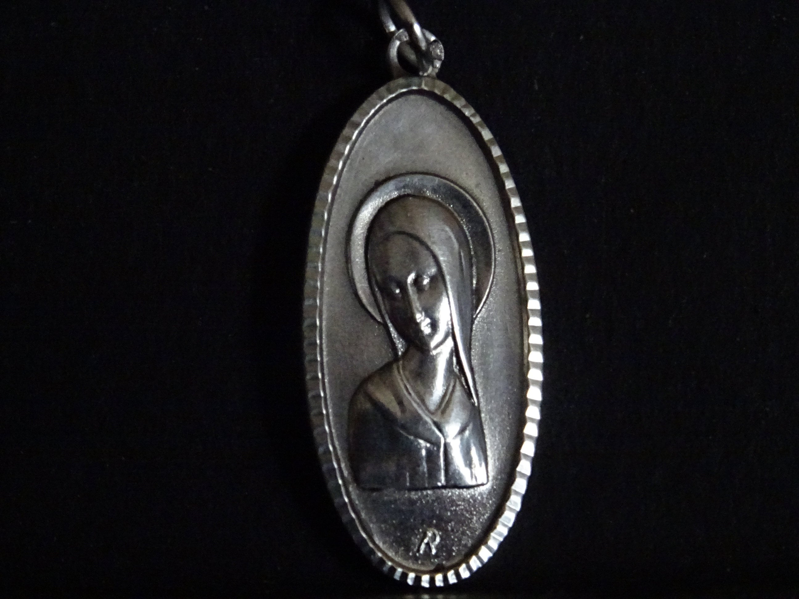 Virgin Mary Oval Vintage Français Holy Charm Medal Médaille Du Pendentif Médaillon Medaille P 441