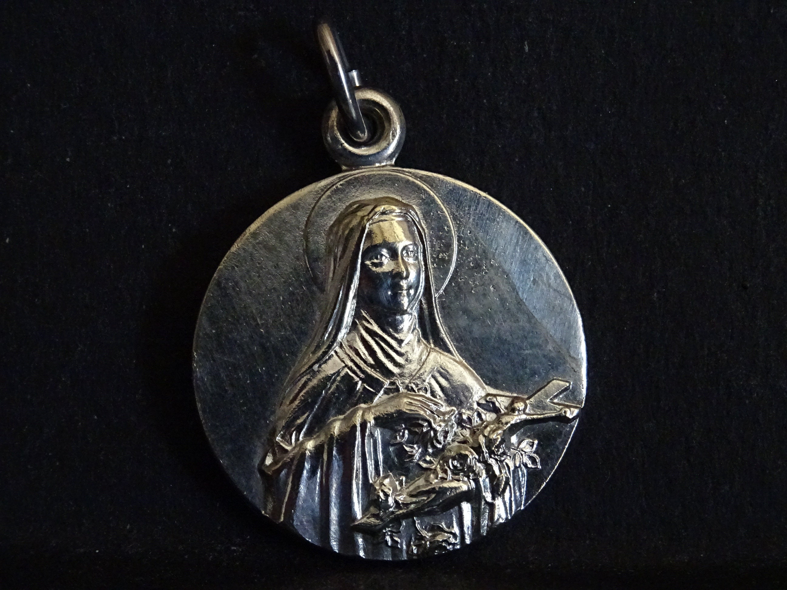 Souvenir de Mission. Sainte Thérèse, Médaille Religieuse Antique Pendentif Catholique Médaillon P 41