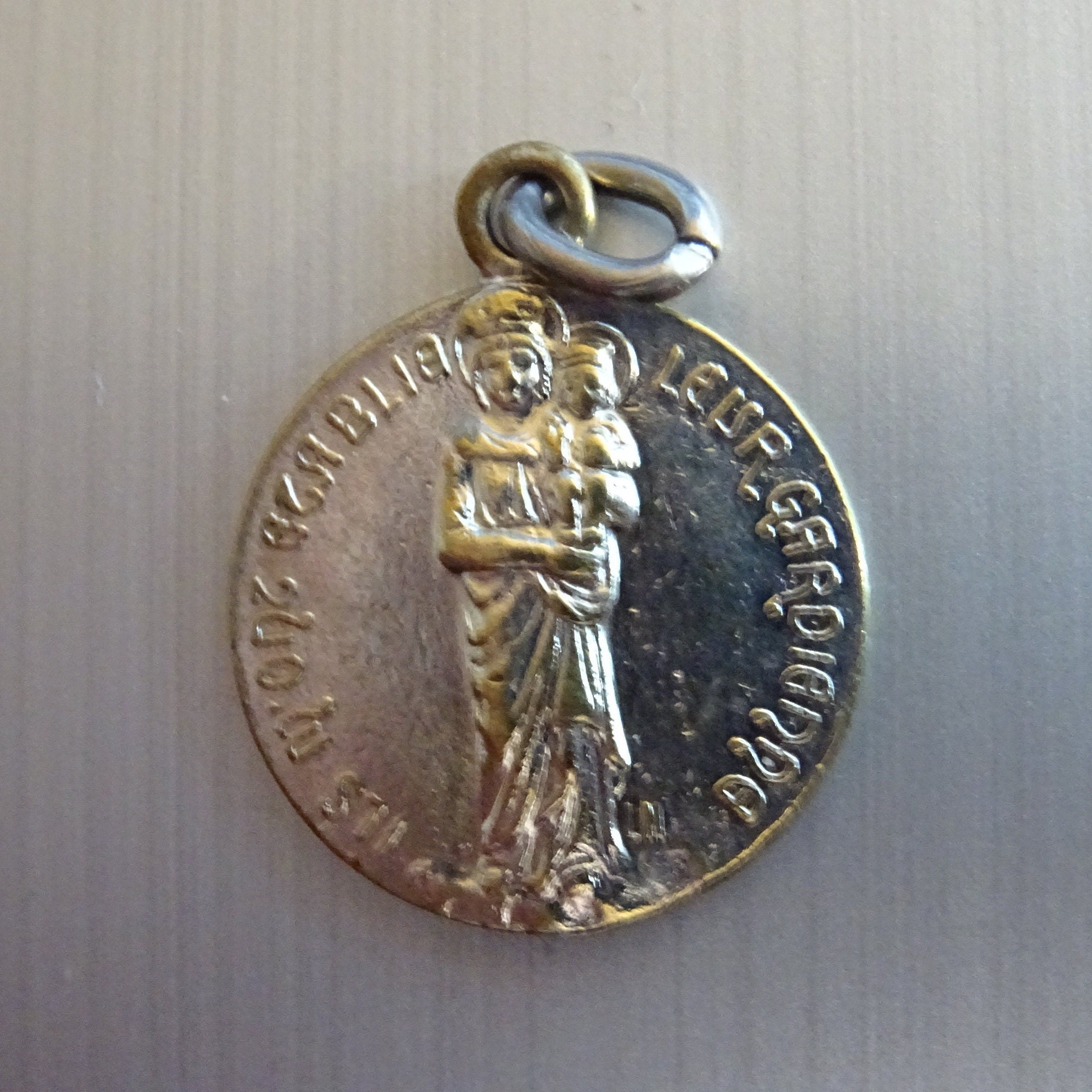 Saint-Christophe. Soyez Mon Gardien. Médaille Pendentif Catholique Antique Médaillon Saint Charme B 