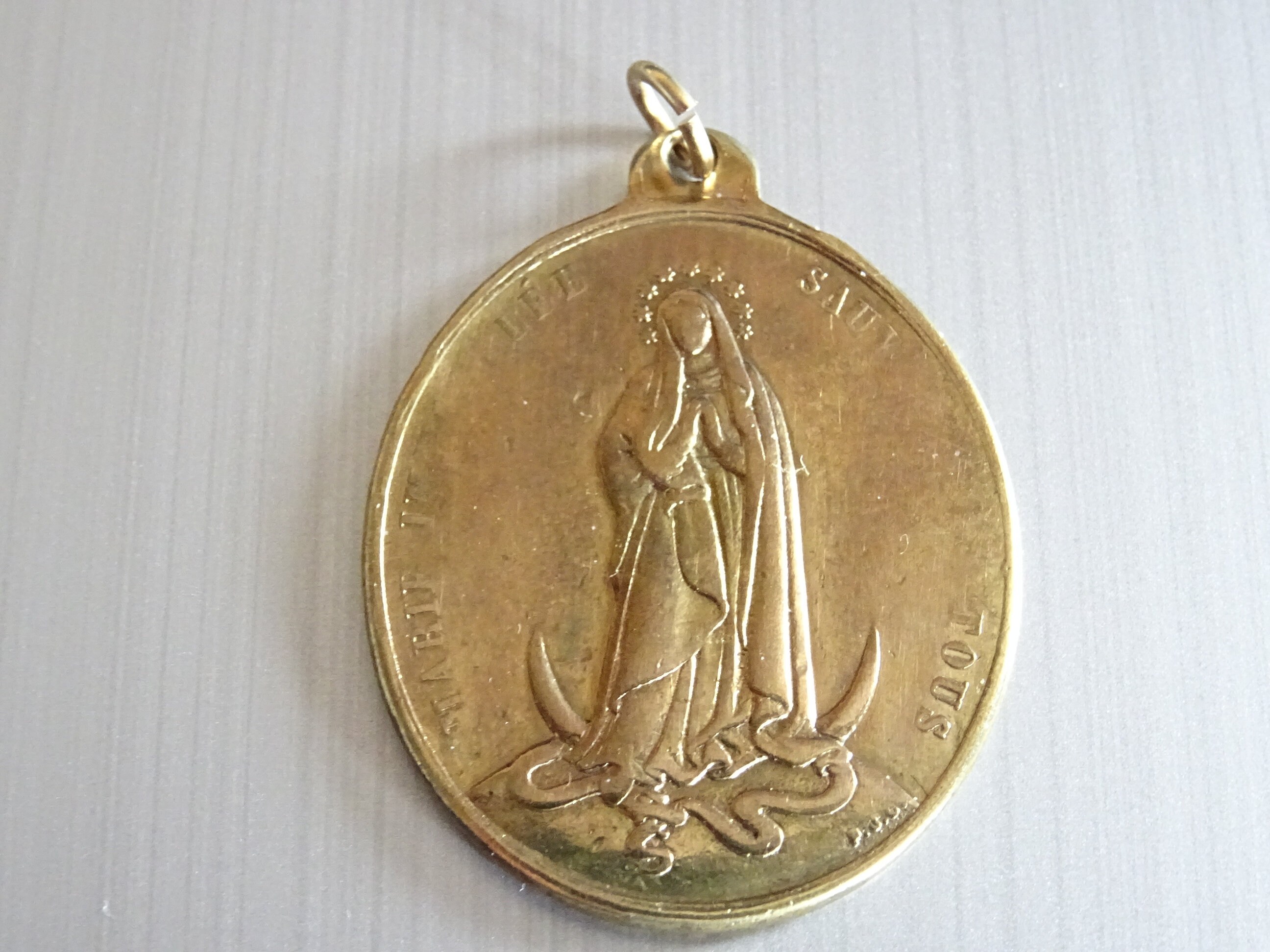 Antique Saint Ange Marie Immaculée, Médaille Maria Immacullee Médaillon Charme Religieux Français P