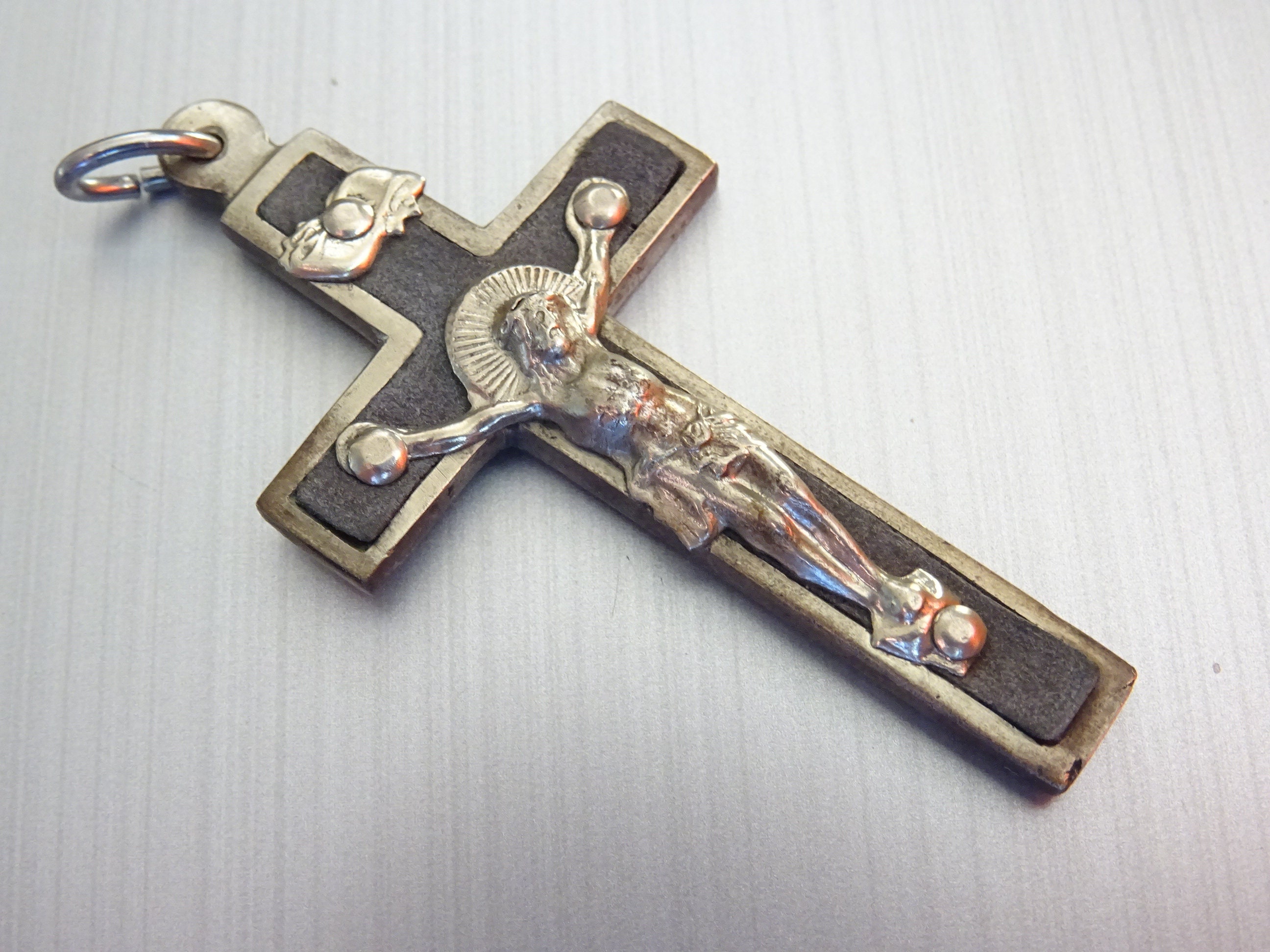 Français Antique, Crucifix de Lourdes, Croix, Médaille Pendent B 294