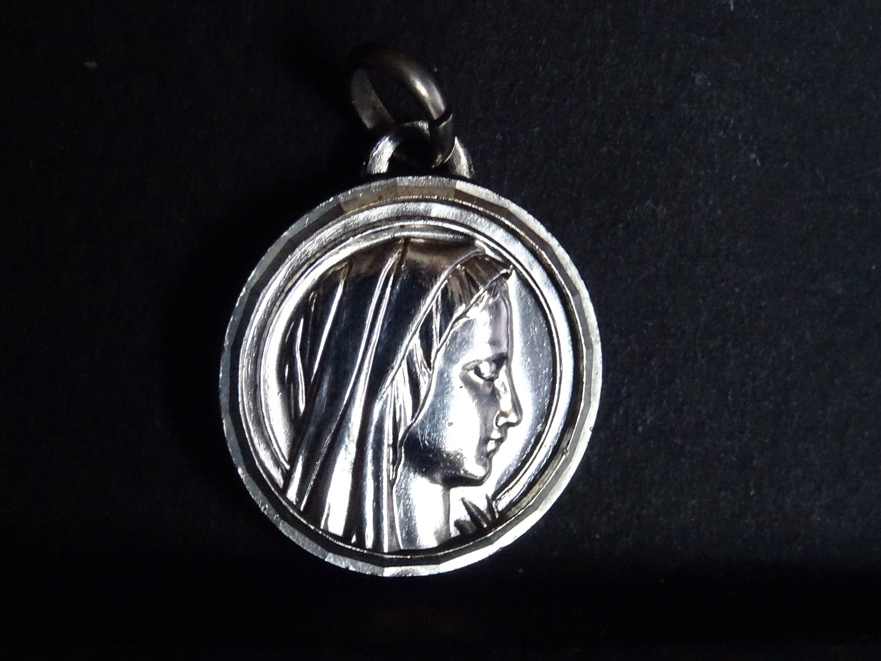 Médaille d'argent Médaillon Cruni Vie Français Sainte Vierge Marie Apacco