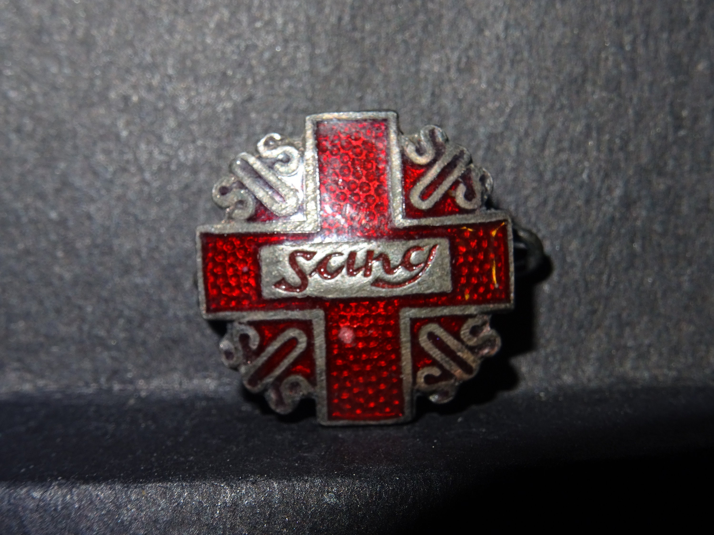 Rare Pin Badge S O Sciny Antique Medaille Enamel Brooch Short Clasp