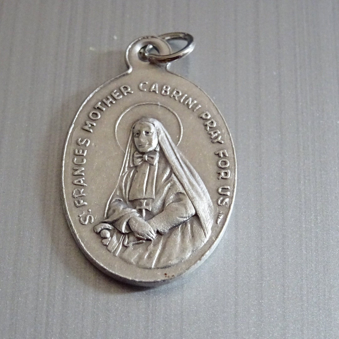 St. Francis Cabrini Medal: Oxidized Silver Italian Holy Charm - Etsy