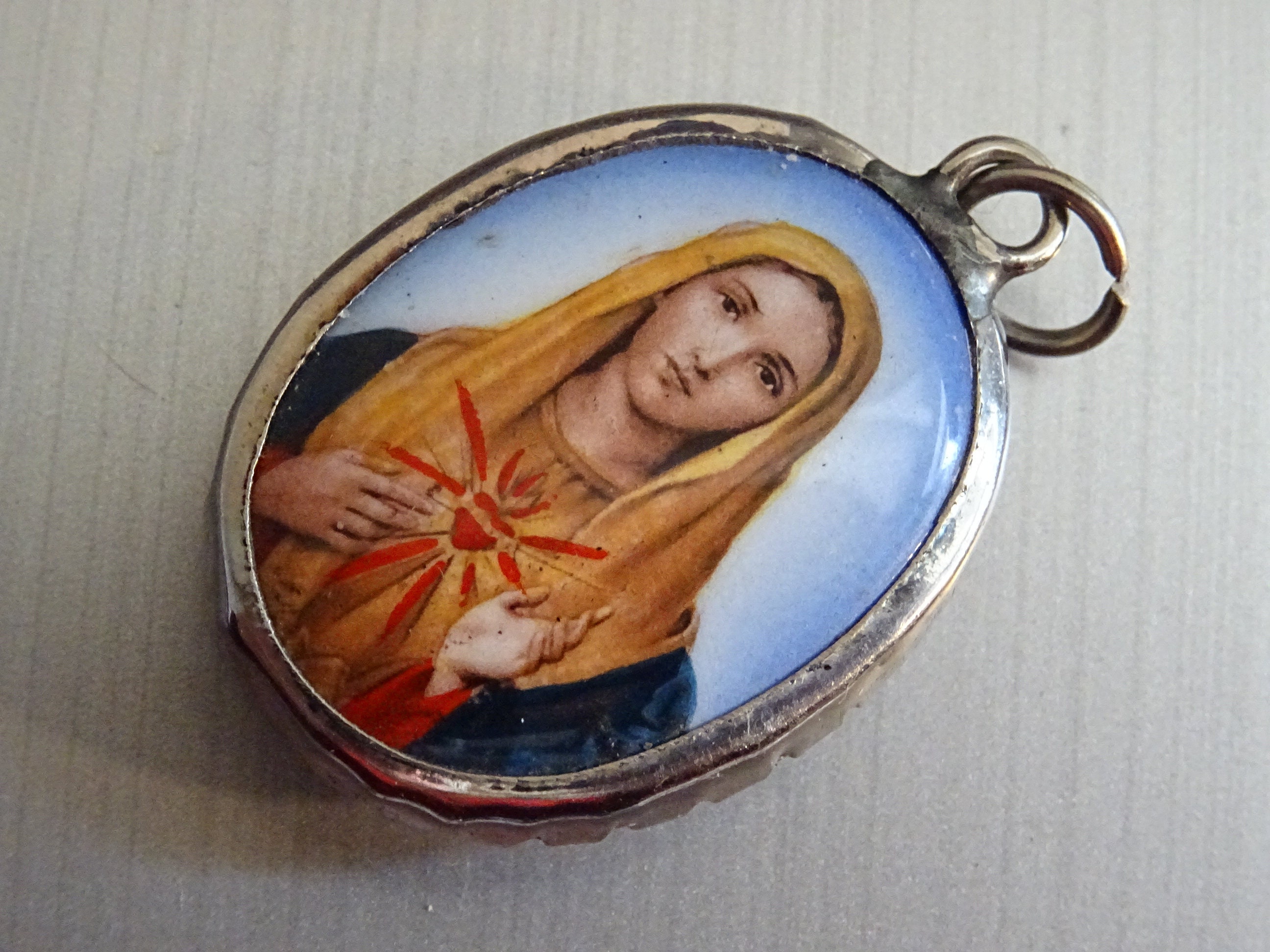 Sainte Vierge Marie, Photo. Médaille Vintage Pendentif Catholique Médaillon Saint Charme D 226