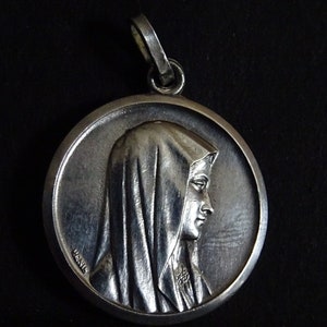 Virgin Mary Signed Penin Vintage French . Holy Charm Medal Pendant  medallion medal Medaille P 458