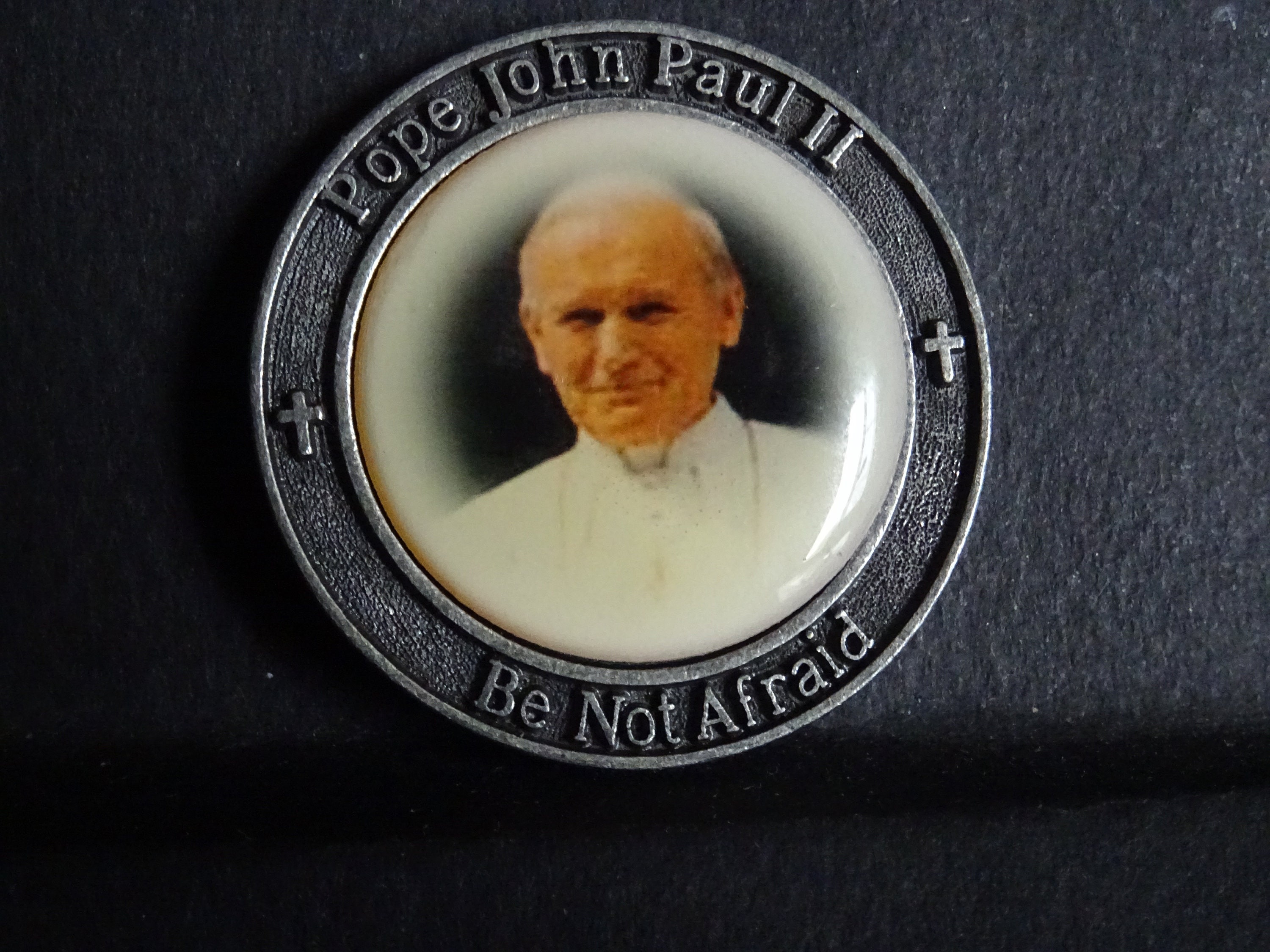 Pape Benoît Xvi Suivez-Moi Pape Jean-Paul Ii N'ayez Pas Peur Français Photo Pocket Holy Charm Medal 