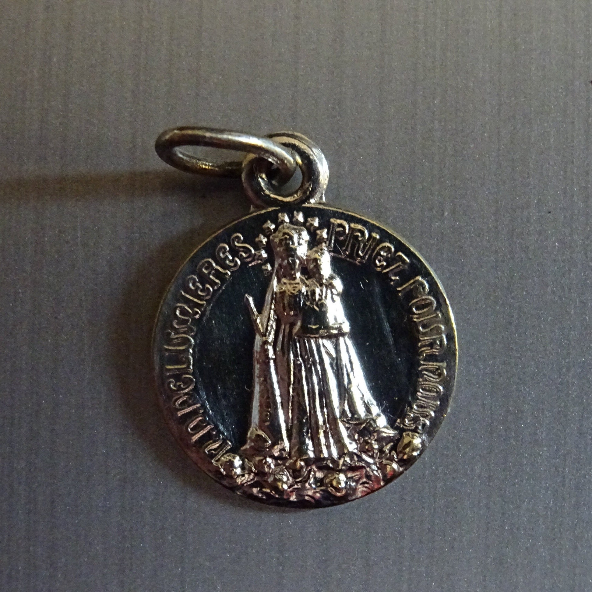 Notre-Dame de La Lumière. N. D. Lumieres. Vintage Pendent Medal Holy Charm B 573