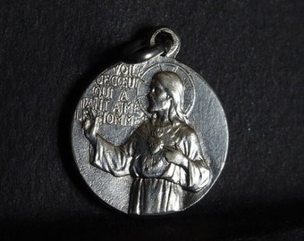 N D de Victoire and Jesus Silver medal medallion pendent medaille Holy Charm