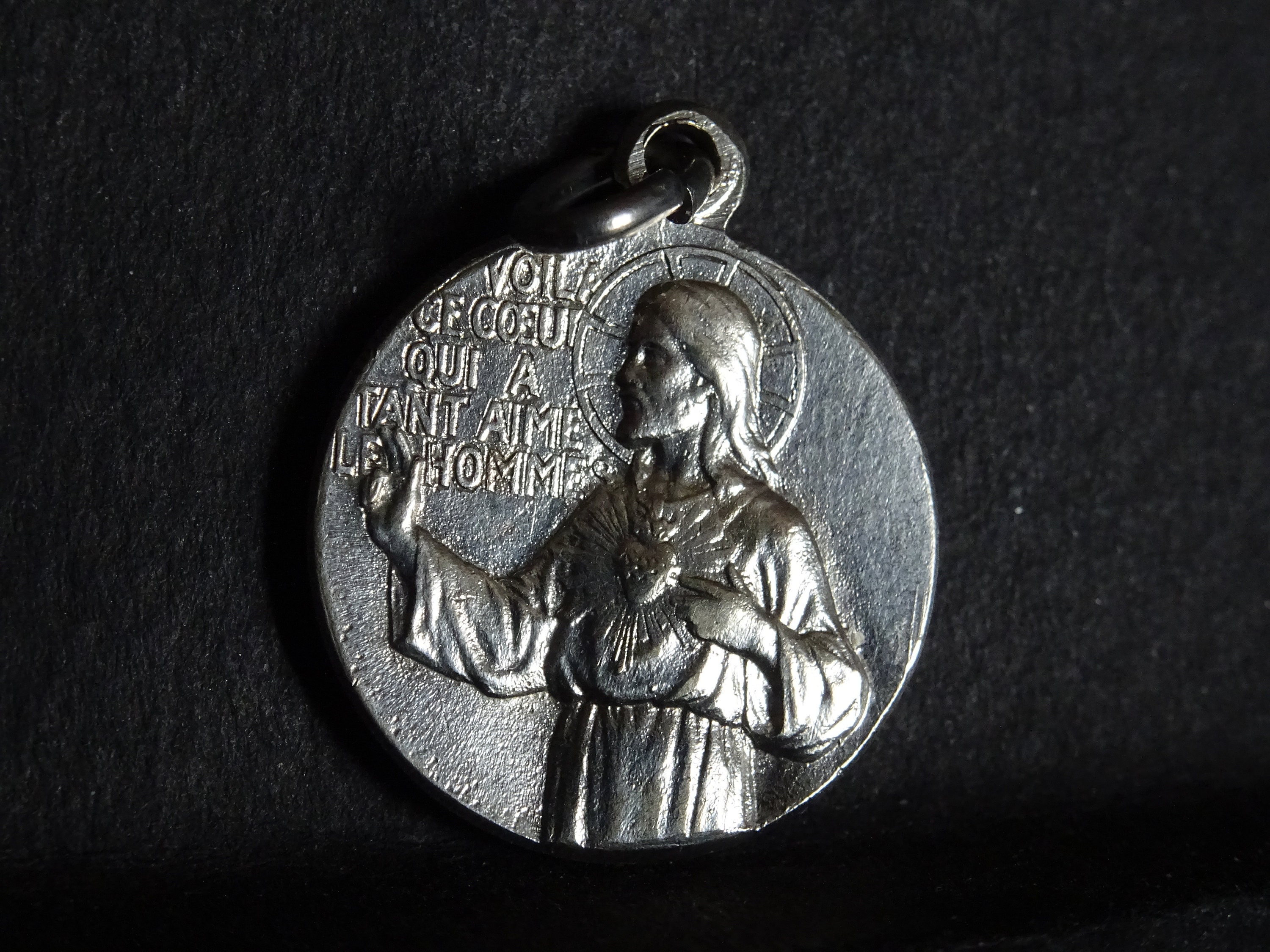 N D de Victoire et Jésus Médaillon d'argent Pendent Medaille Holy Charm