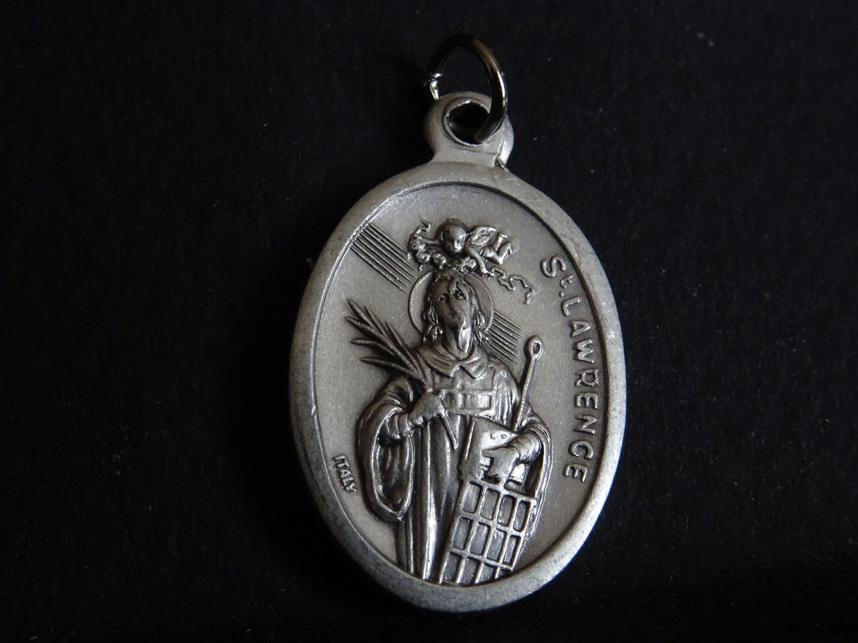 Saint-Laurent Saint Patron Des Écoliers, . Médaillon d'argent Pendent Medaille Holy Charm