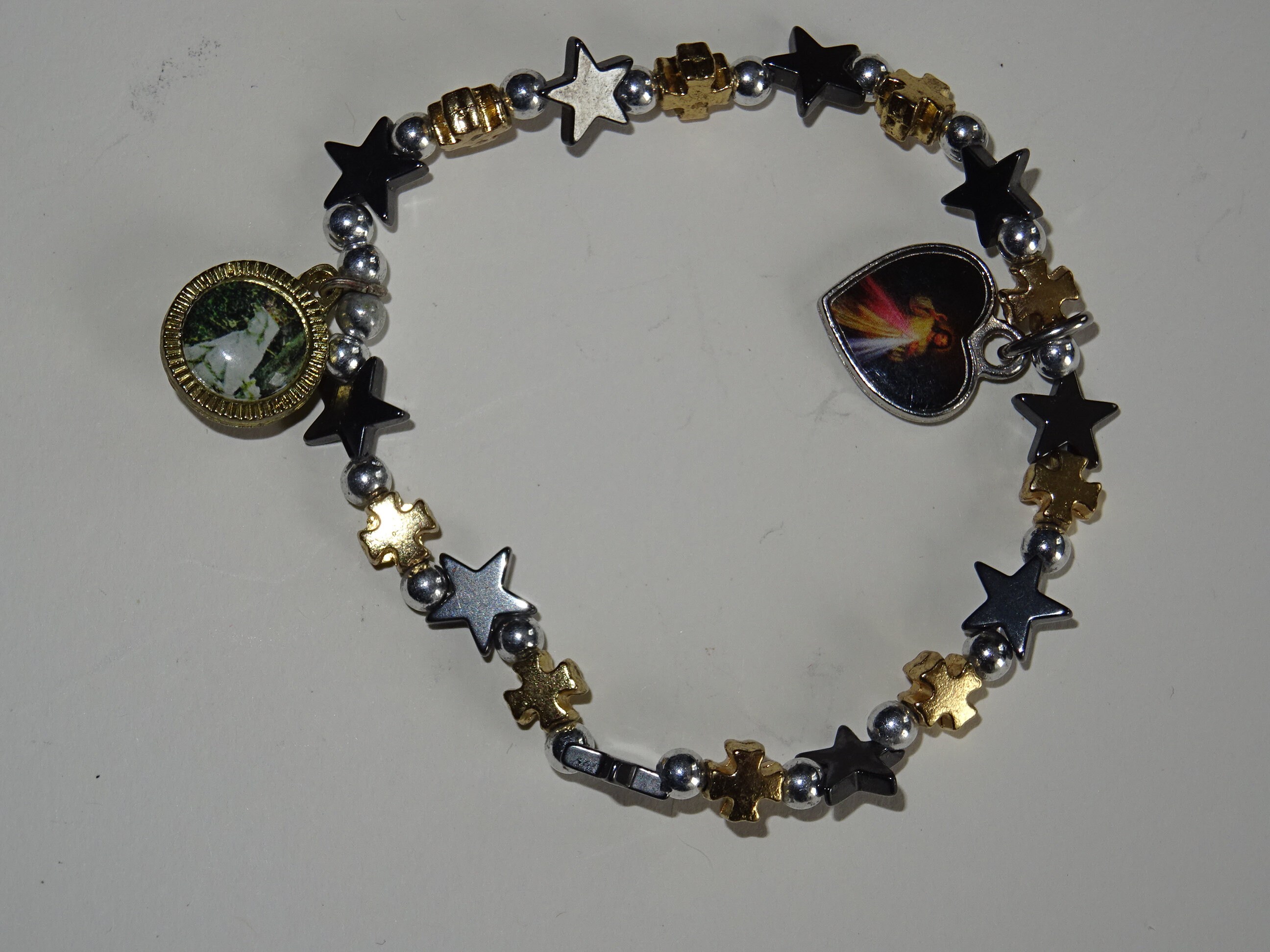 Bracelet Français Médaillon Jesus Heart Cross