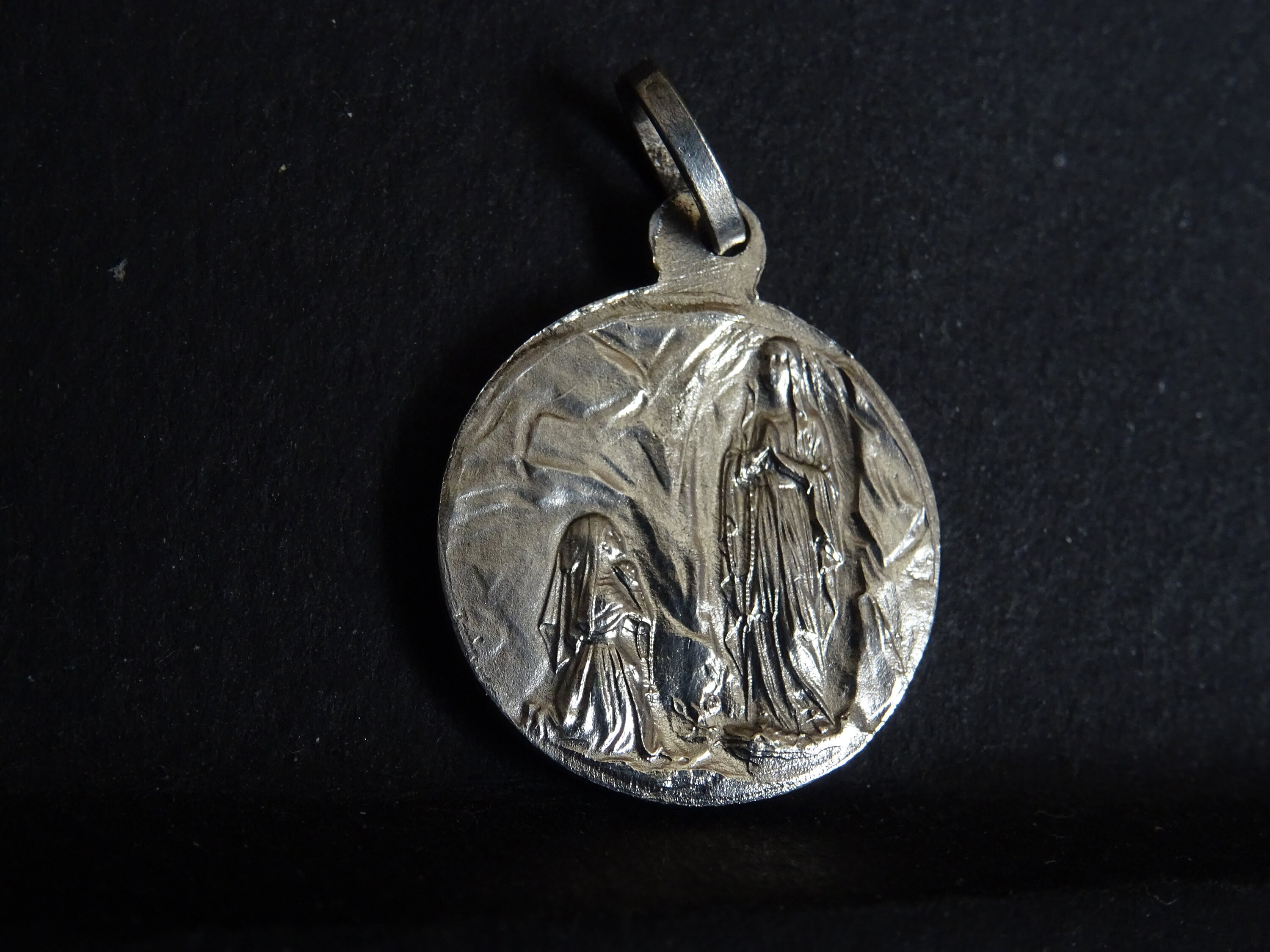 Our Lady of Lourdes engraving Escudero Silver Medal Medallion | Etsy