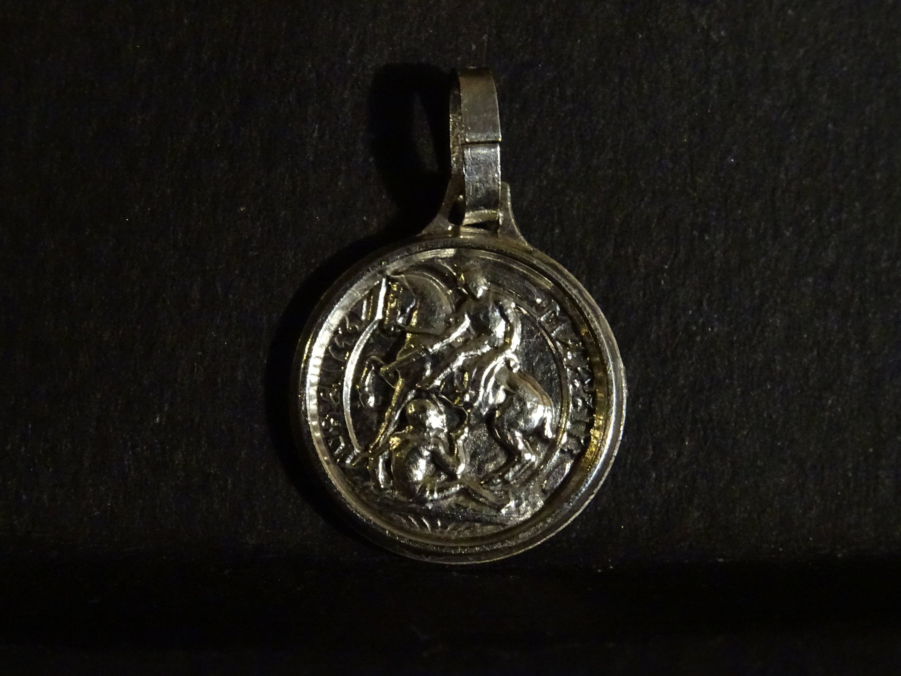 Saint Marten sur La Médaille de Cheval Antique Pendentif en Argent Saint Médaillon Charme