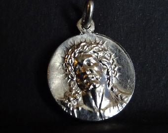 Passion of Jesus Christ Crown of Thorns, Laghet Medaille Medal Silver Vintage