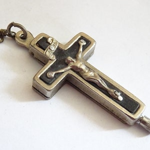 Roma Catacombs Italy Black Wood  Relic Cross Crucifix Opens Screw Religious Pendant Medallion Holy Charm B 442