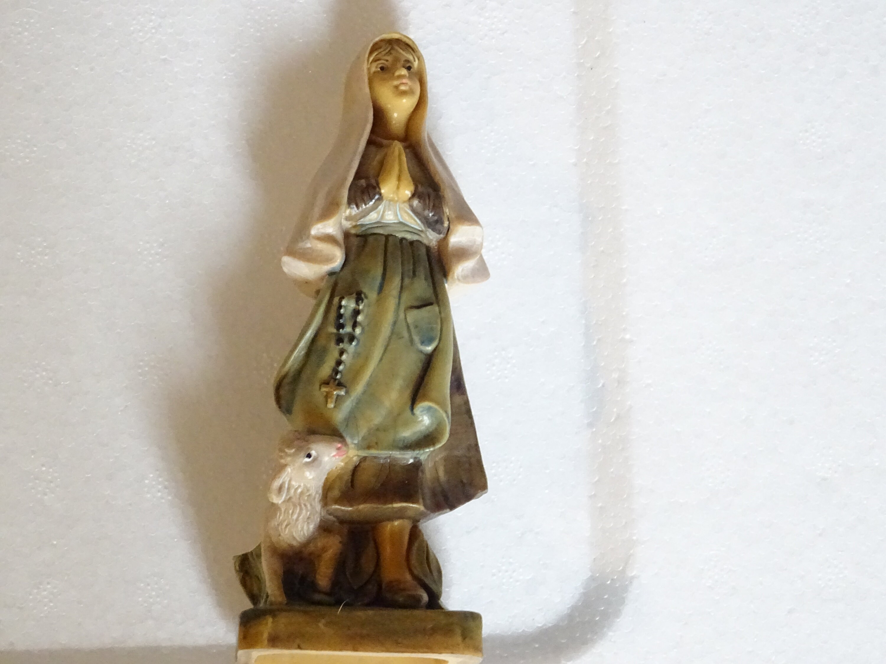 Vintage Français St. Bernadette Resin Statue Mod Depose Italie