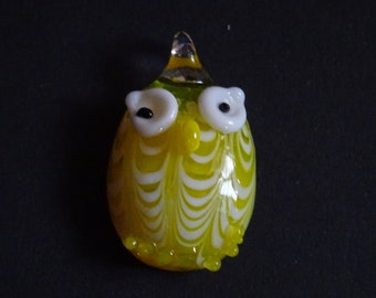 Glass Owl Lucky Yellow White Cake Bean Feve Charm for Baking Pendant Altar