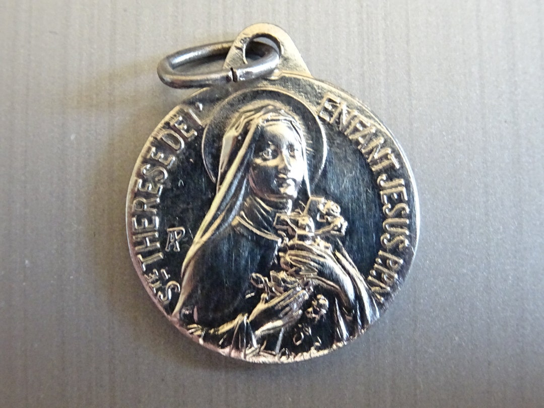 St, Therese Patron Saint of Flowers, Signed A. Penin Pendant Medallion