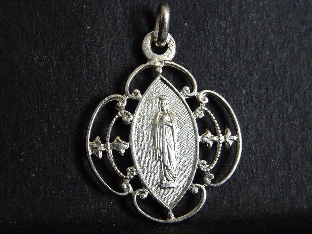 Rare Art Nouveau Our Lady of Lourdes Religious Medal Medallion Pendant ...