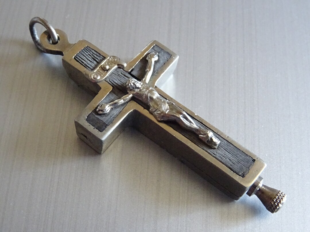 Roma Catacombs Italy Black Wood Relic Cross Crucifix Opens Screw ...