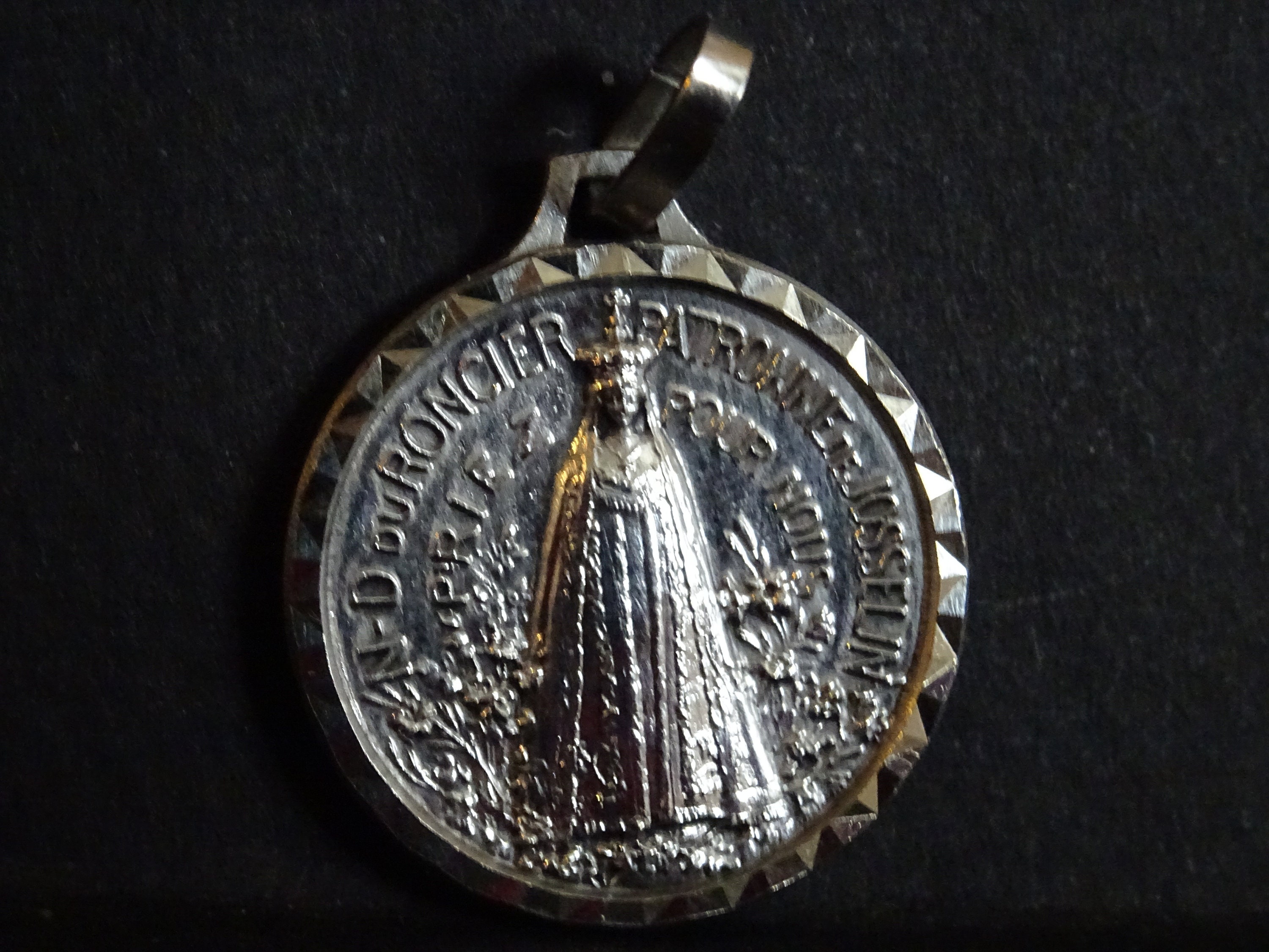 Français d'argent Medaille Notre-Dame de Ronier Patronne Josslin St Christopher Médaillon Saint Char