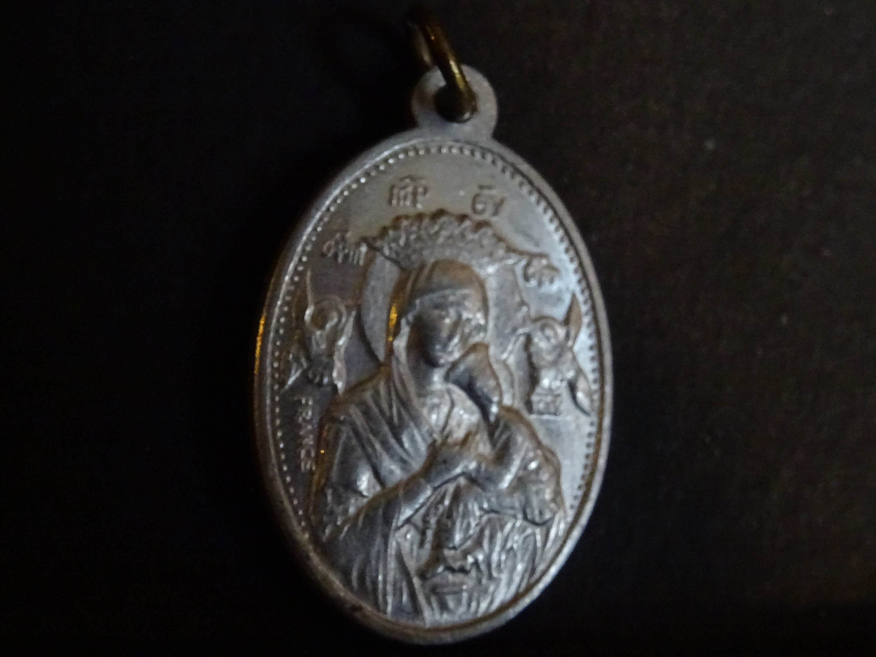 Sainte Vierge Marie Bénie avec La Couronne Des Anges d'aide Perpétuelle. Médaillon Medal Medaille Re