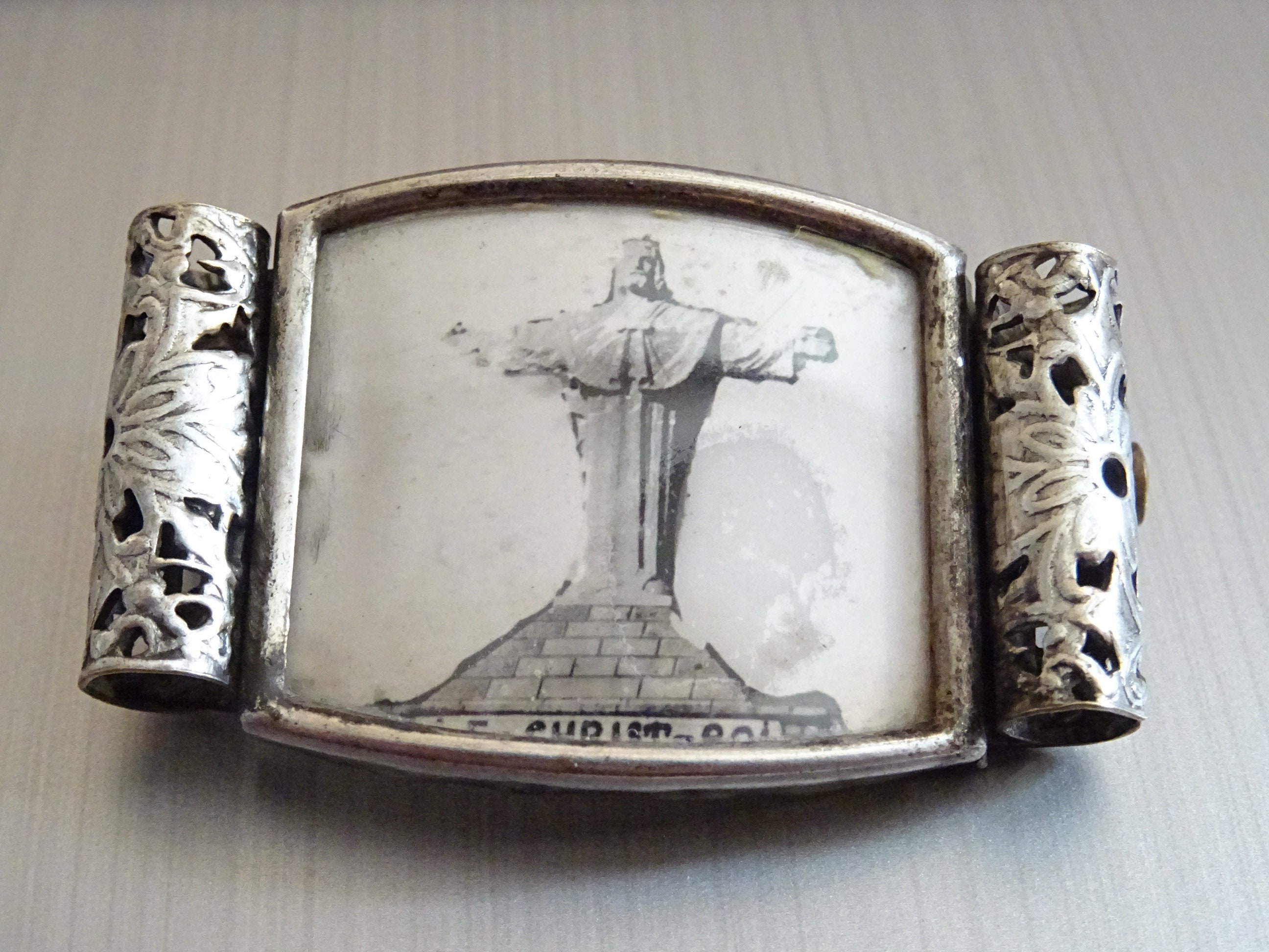 Double Posy Porte-Fleurs Corsage Tussie Nussie Broche. Vintage Jésus Religieux Saint Charme B 849