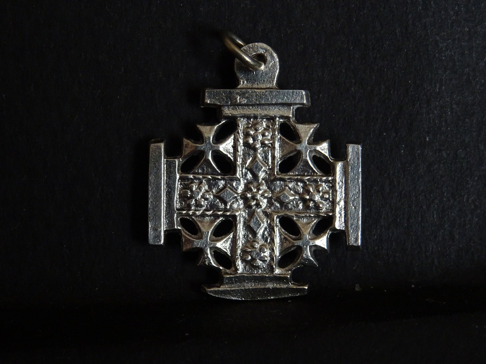 Old Crucifix Jerusalem Cross Catholic Medal Medallion Etsy