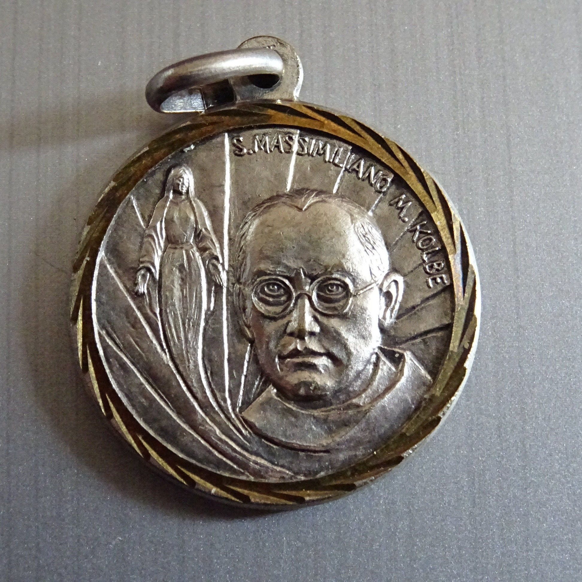 st. Maximilian Kolbe All'immacolata Conquistare Tutto Il Mondo . Médaille Médaillon Pendente Saint C