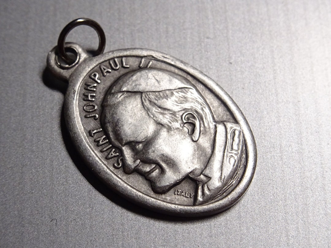 Vintage Saint John Paul II Medal: Oxidized Silver Holy Charm - Etsy