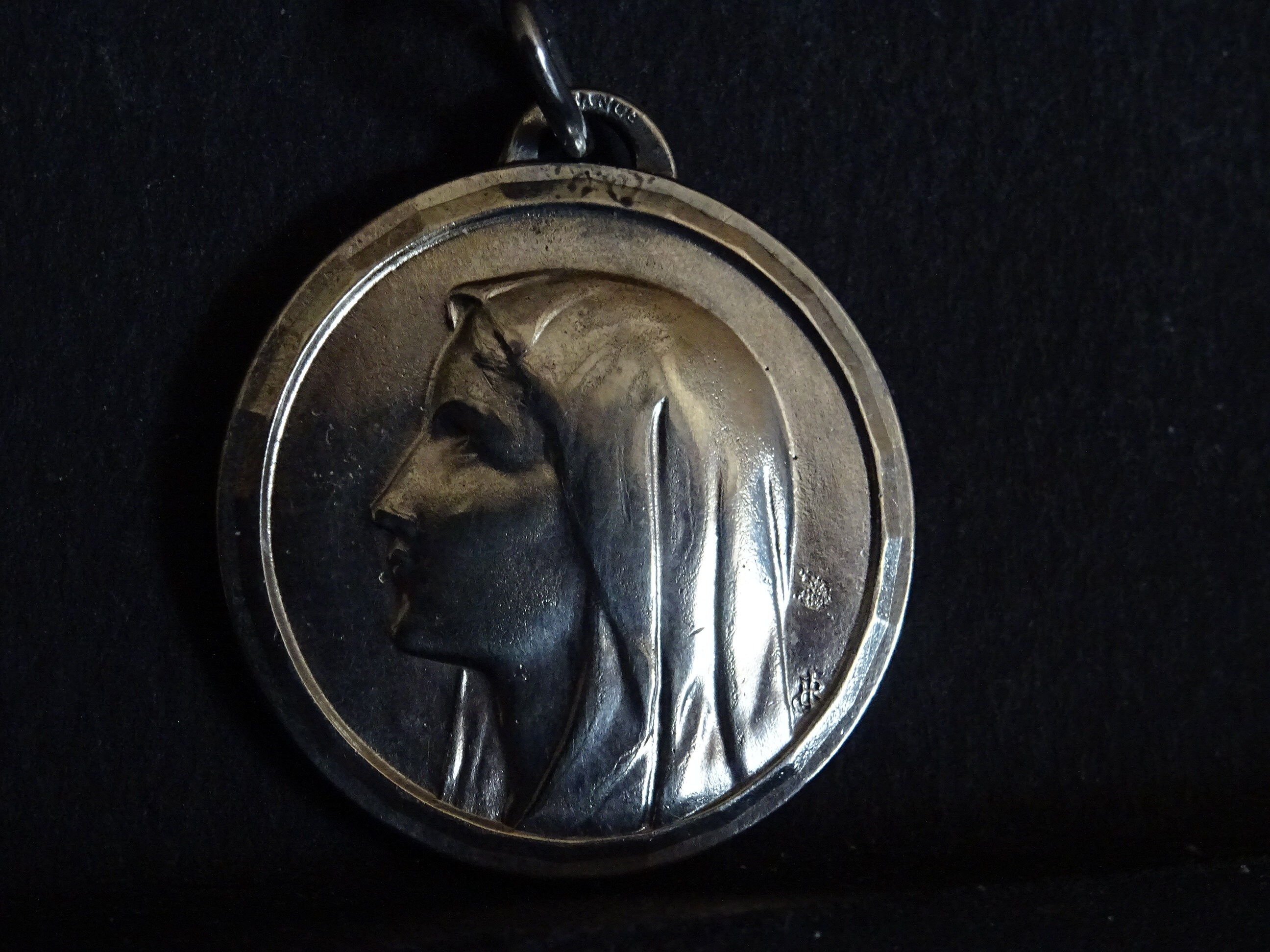 Sainte Marie Signée B J Médaille Antique Catholique Pendentif Médaillon Saint Charme P 213