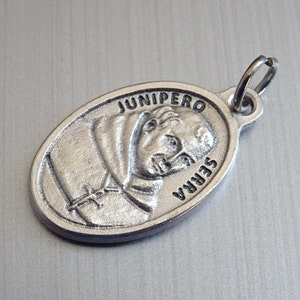 Junípero Serra, Spanish priest. Hispanic Americans; California; medal medallion pendent medaille Holy Charm D 114