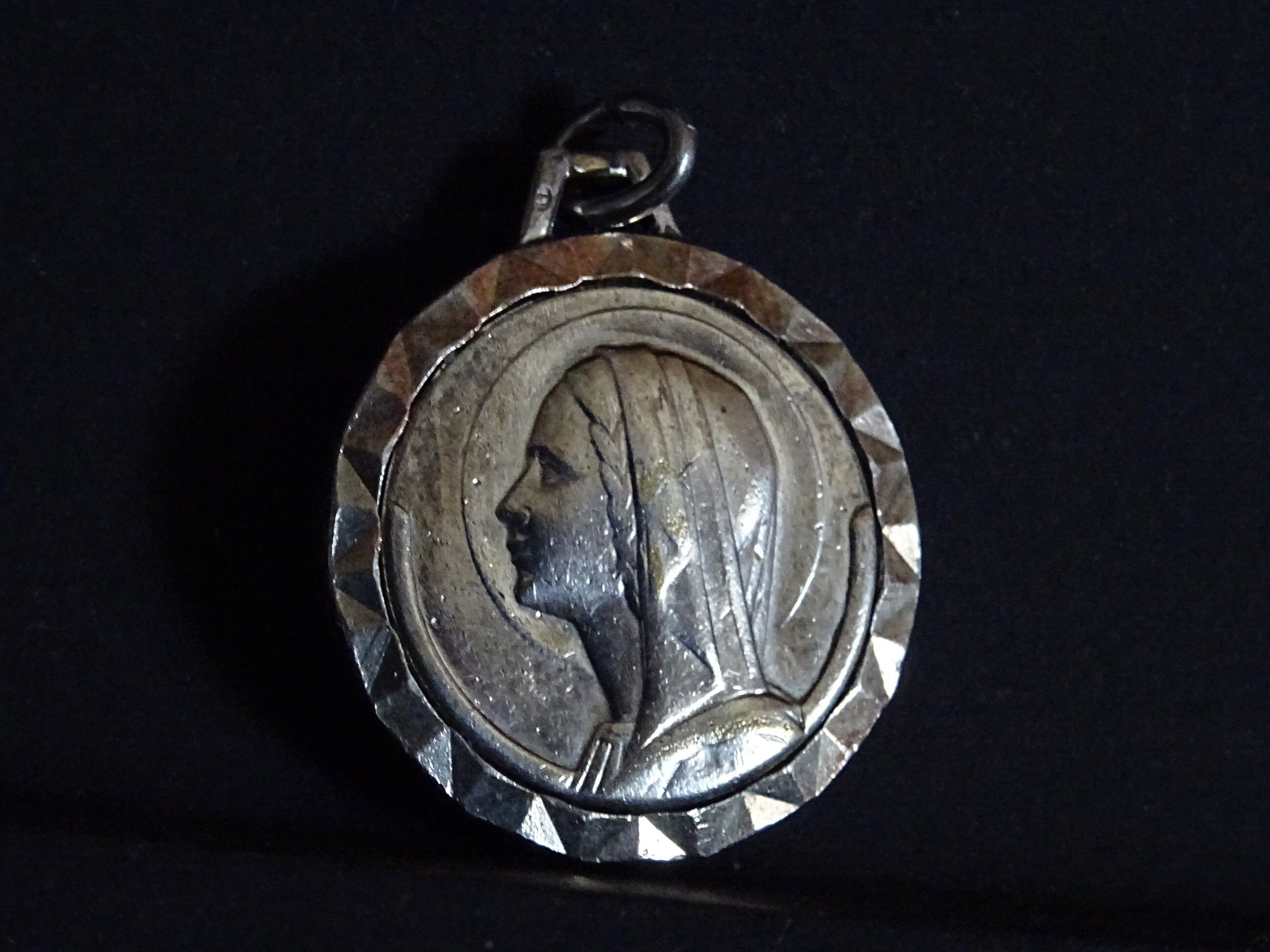 st. Christopher Mary Millésime, Bordure Gravée Au Diamant. Holy Charm Pendentif Médaillon Médaille M