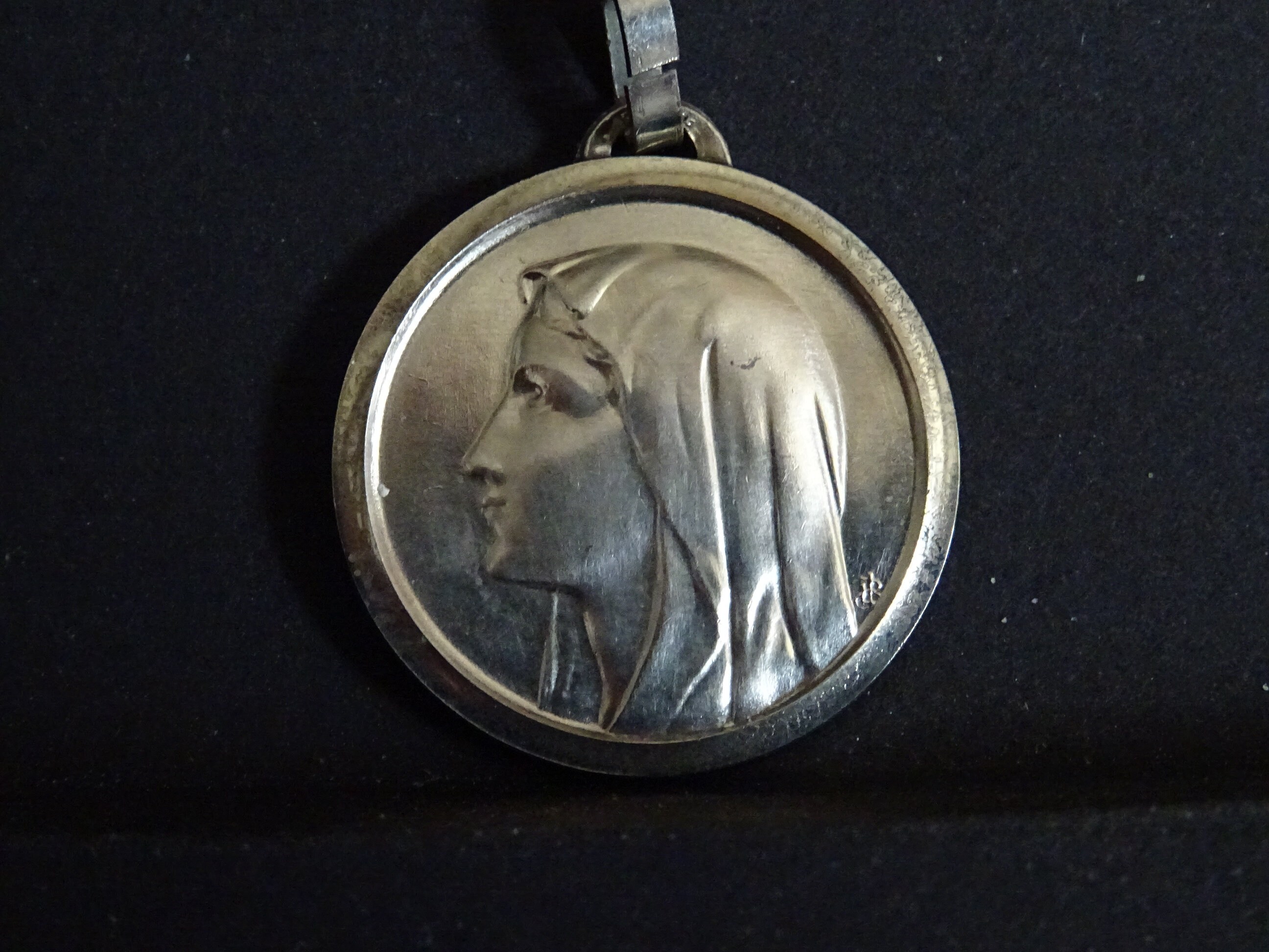 Grande Vierge Marie. Lourdes. Signé Jb. Médaille Straight Edge, Pendentif Saint Charme Médaille P 78