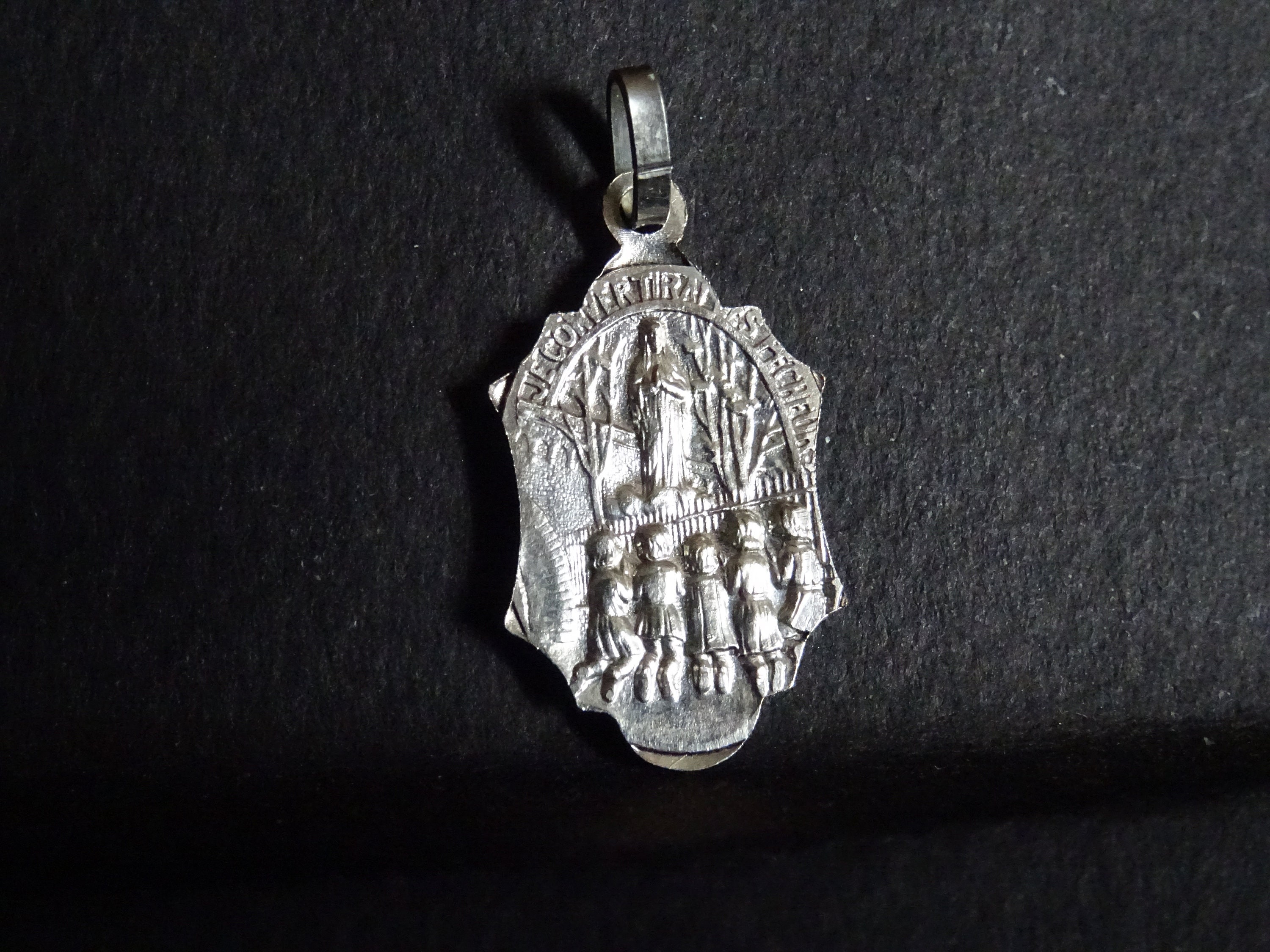Jésus Convertissant Le Pendentif Religieux Antique Français'argent. Médaillon Medaille Holy Charm