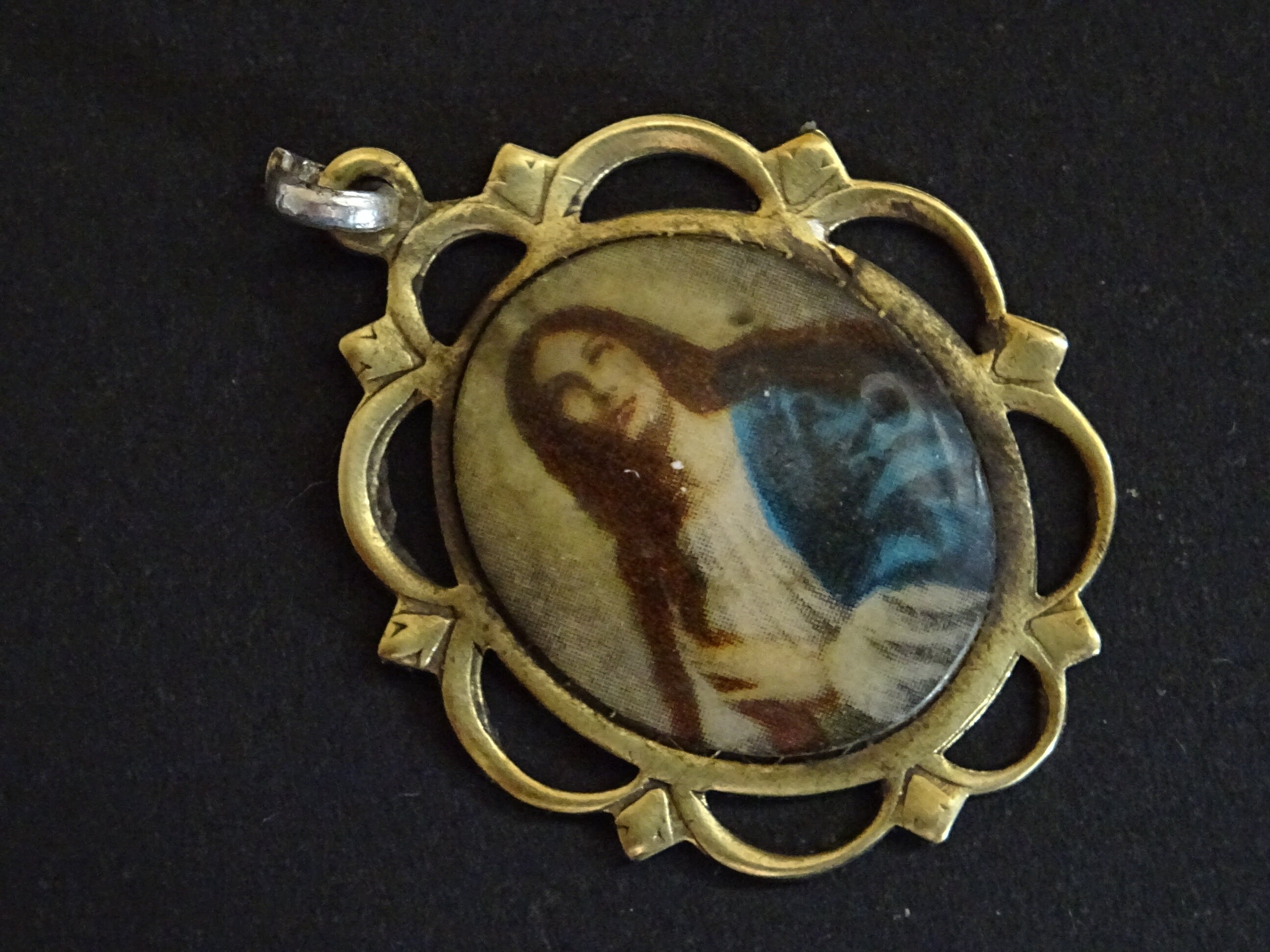 Sainte Vierge Marie Photo . Médaillon Vintage Médaille Pendent Saint Charme D 308