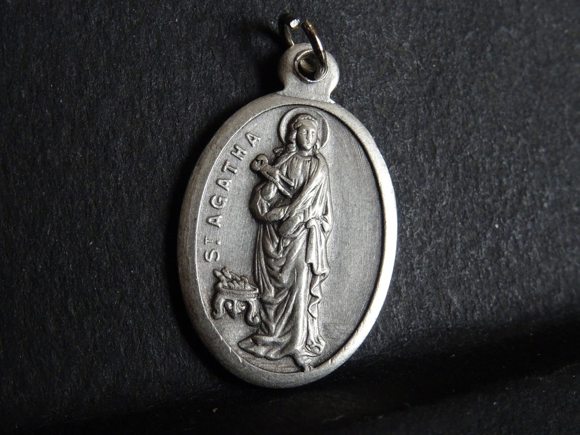 St. Agatha Patron saint of breast cancer Italy medal medallion Etsy