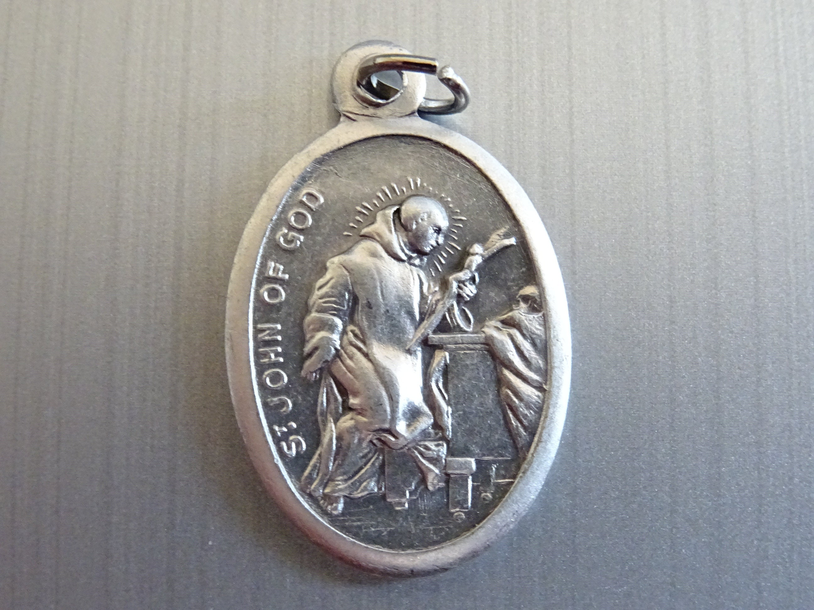 Saint Jean de Dieu. Saint Patron Des Infirmières, Maladies Cardiaques. Médaille d'argent Médaillon P