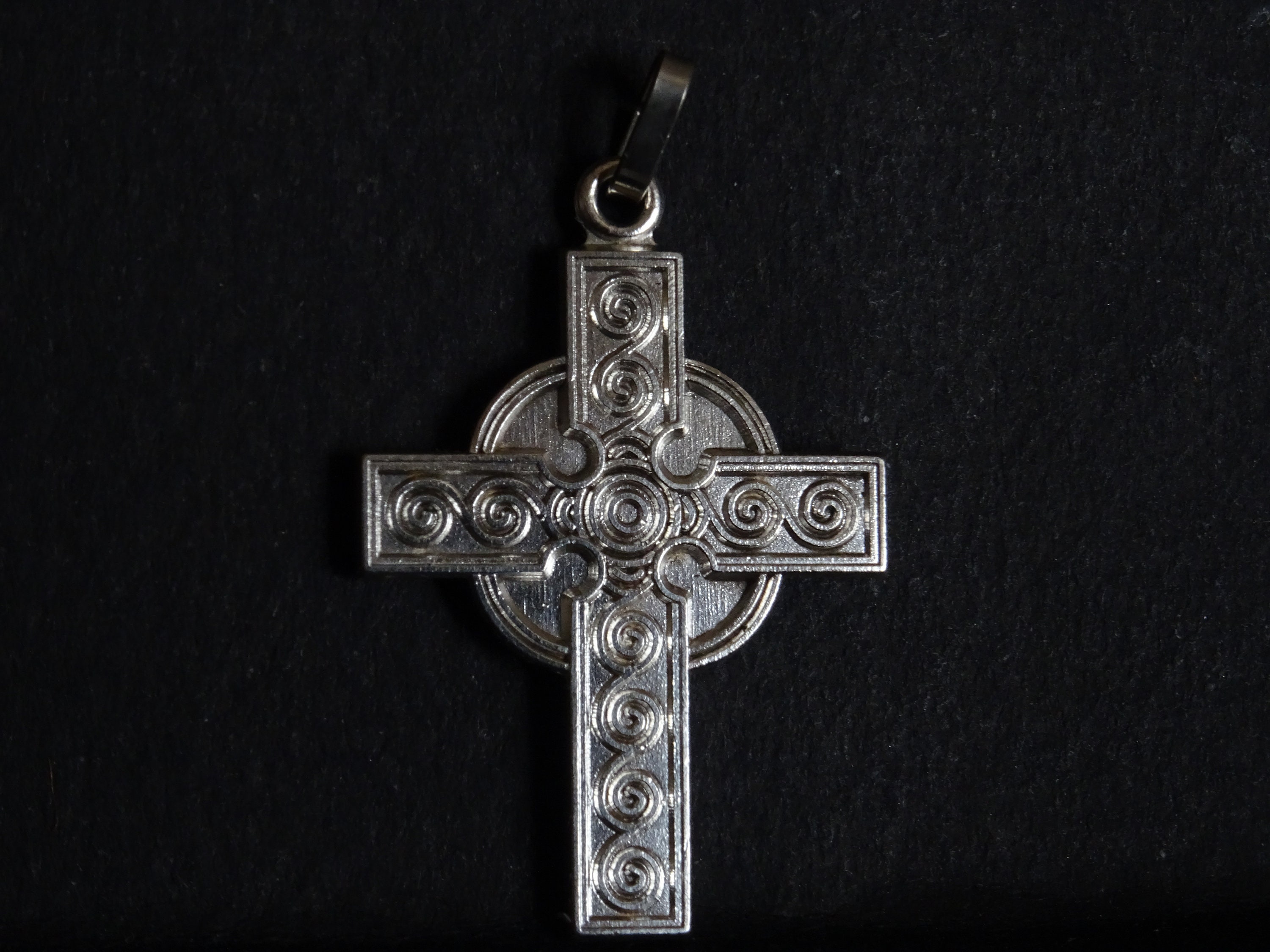 Médaille Religieuse de Croix Celtique Français Pendentif Catholique Antique d'argent