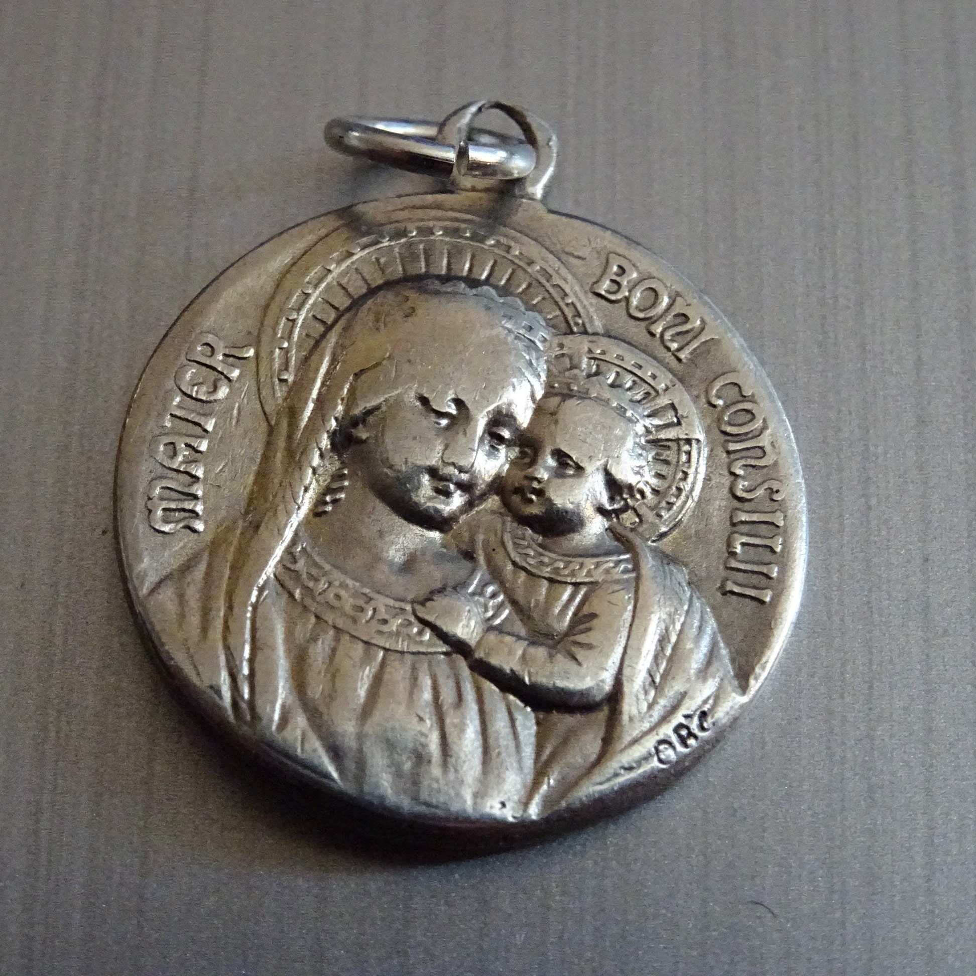 Notre-Dame Du Bon Conseil | Latin Mater Boni Consilii Benedictus Xv Pont Max, Vintage Pendent Medal