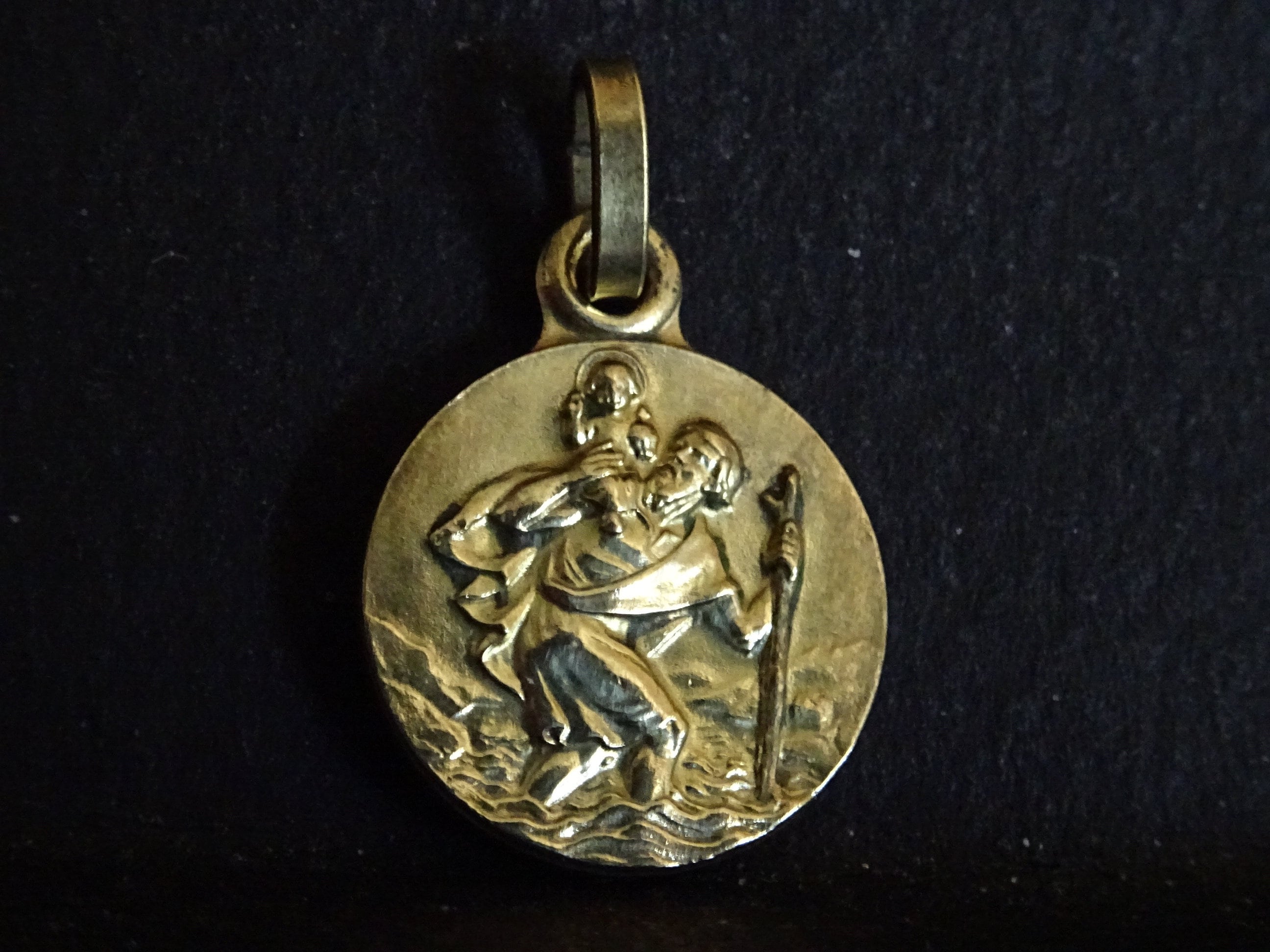 Médaillon de Médaille Couleur d'or Saint-Christophe et Sainte-Anne Médaillon Pendent Medaille Holy C