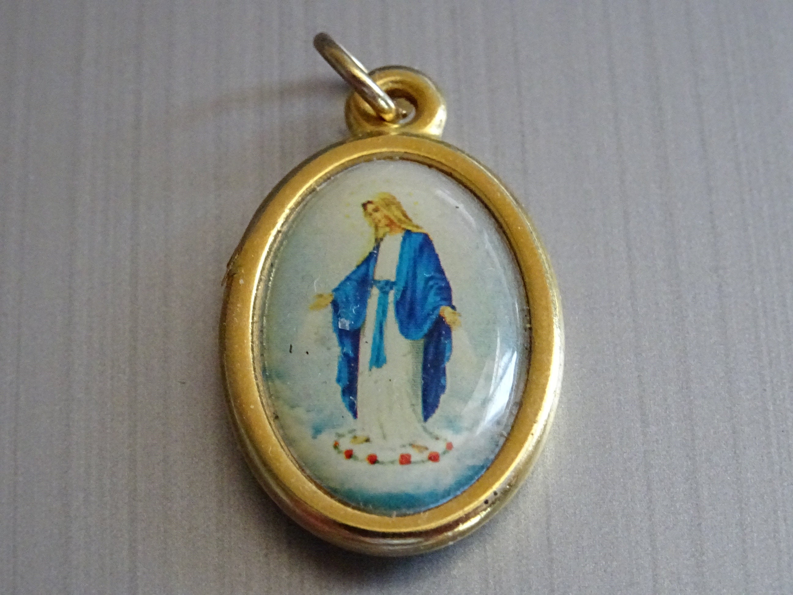 Médaille Miraculeuse Notre-Dame Étoile Photo Couleur Or. Pendentif Saint Charme Médaillon Médaille B