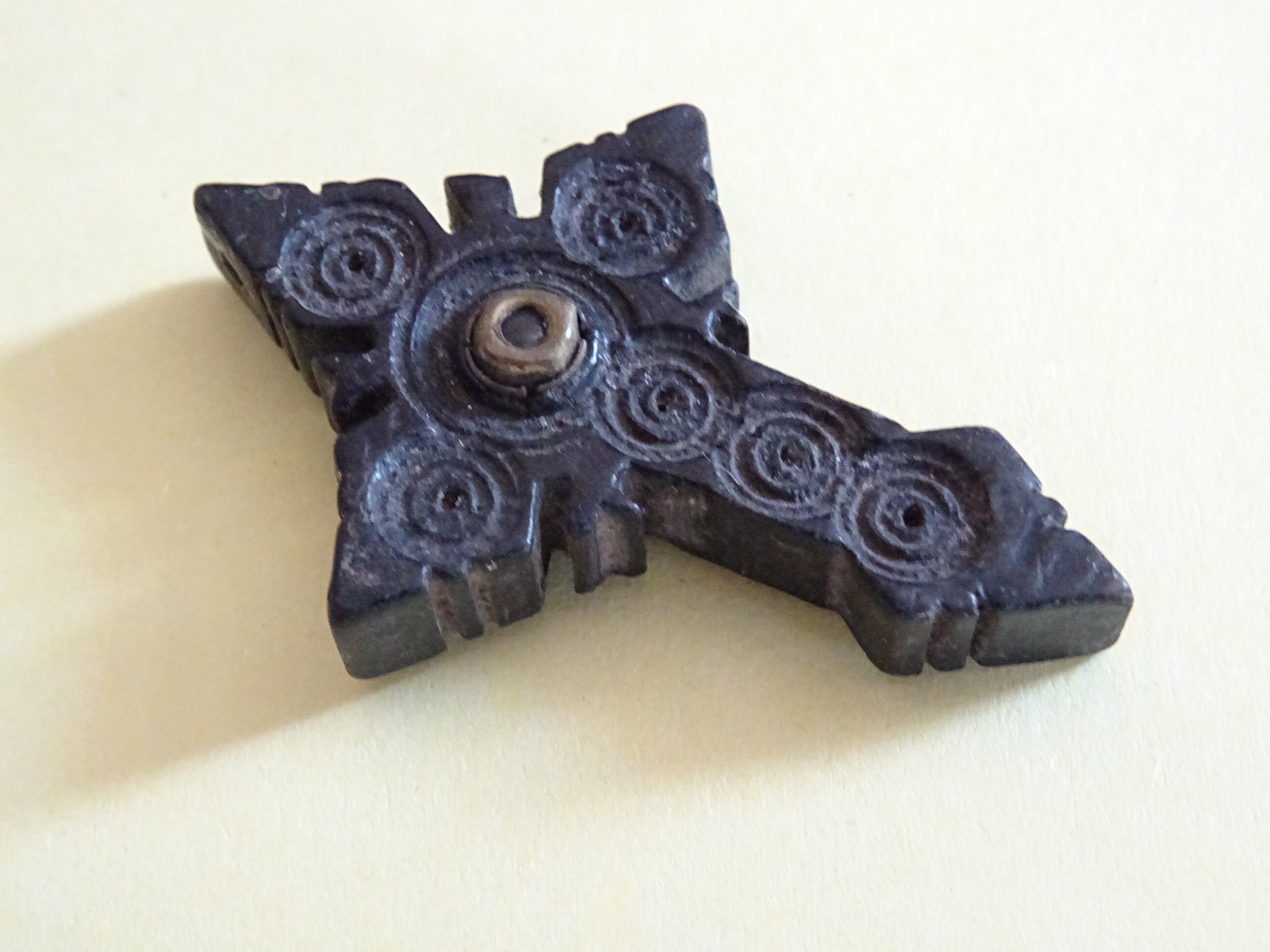 Croix Vintage Noir en Bois France Médaille Religieuse Pendentif Catholique Crucifix P 717