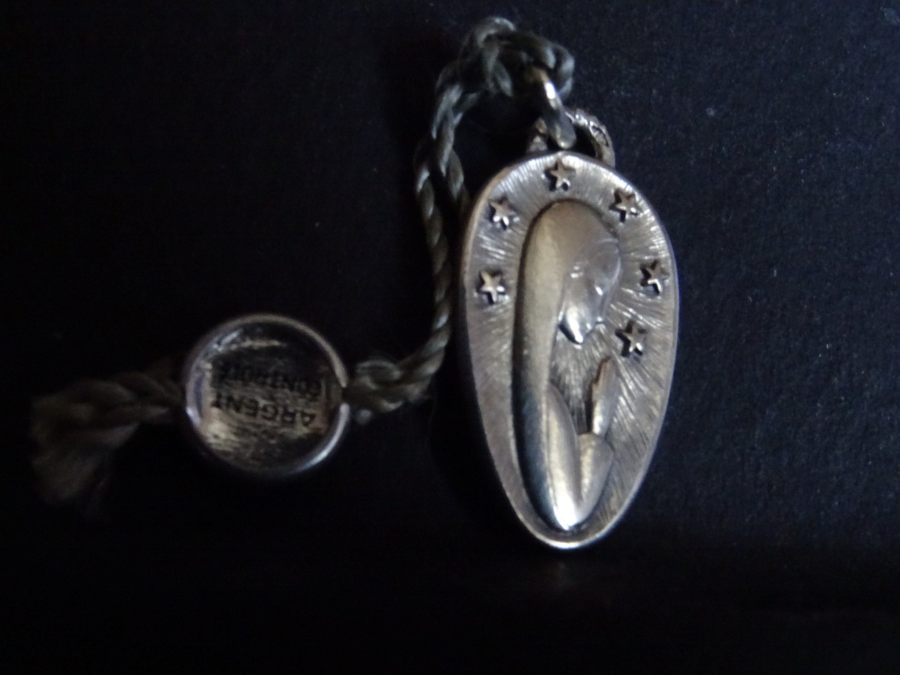 Virgin Mary Star Halo Silver Religious Medal Antique Catholic Pendentif