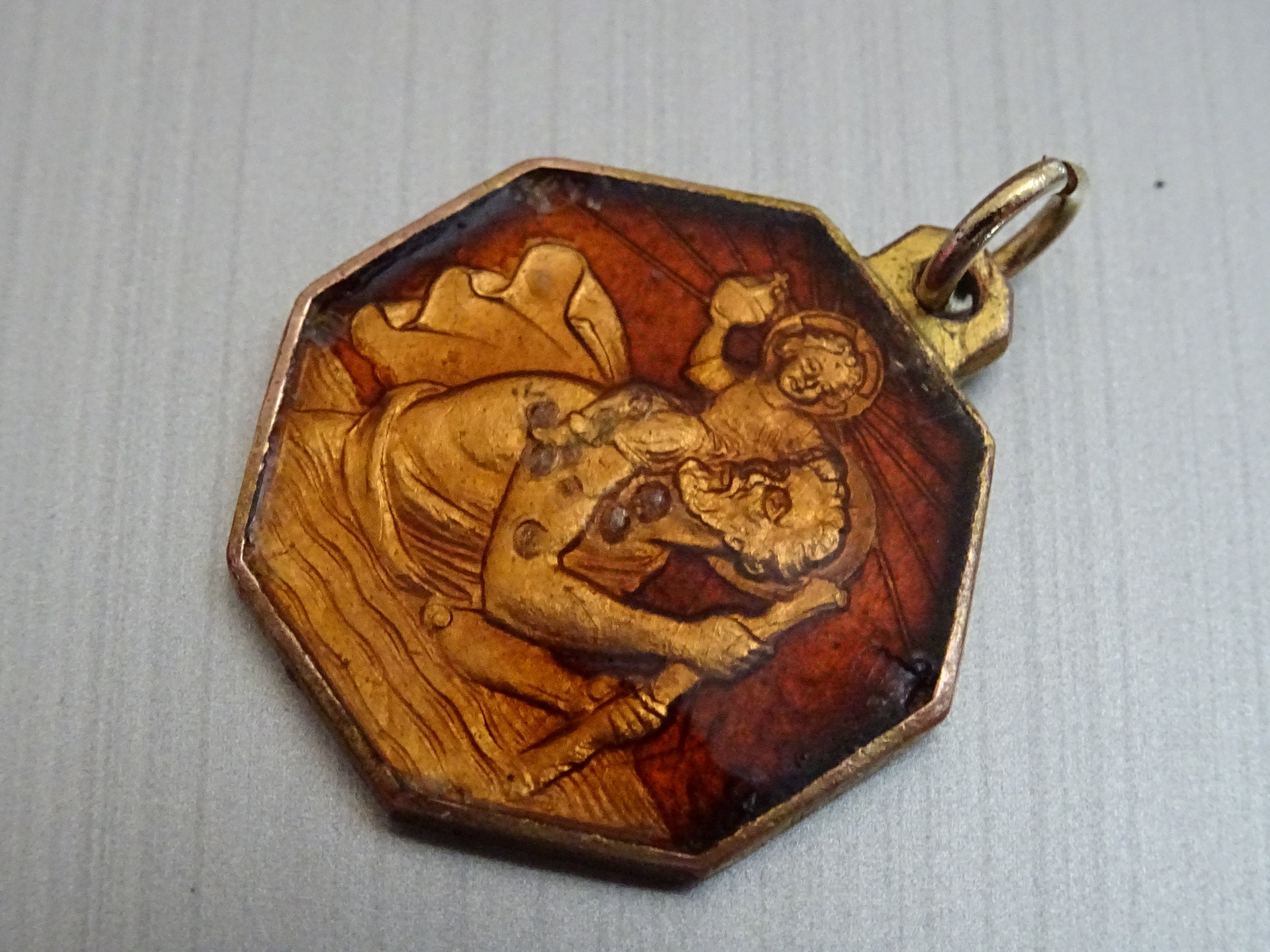 Saint Christophe, Émail/Médaillon Religieux Pendentif Saint Charme D 339