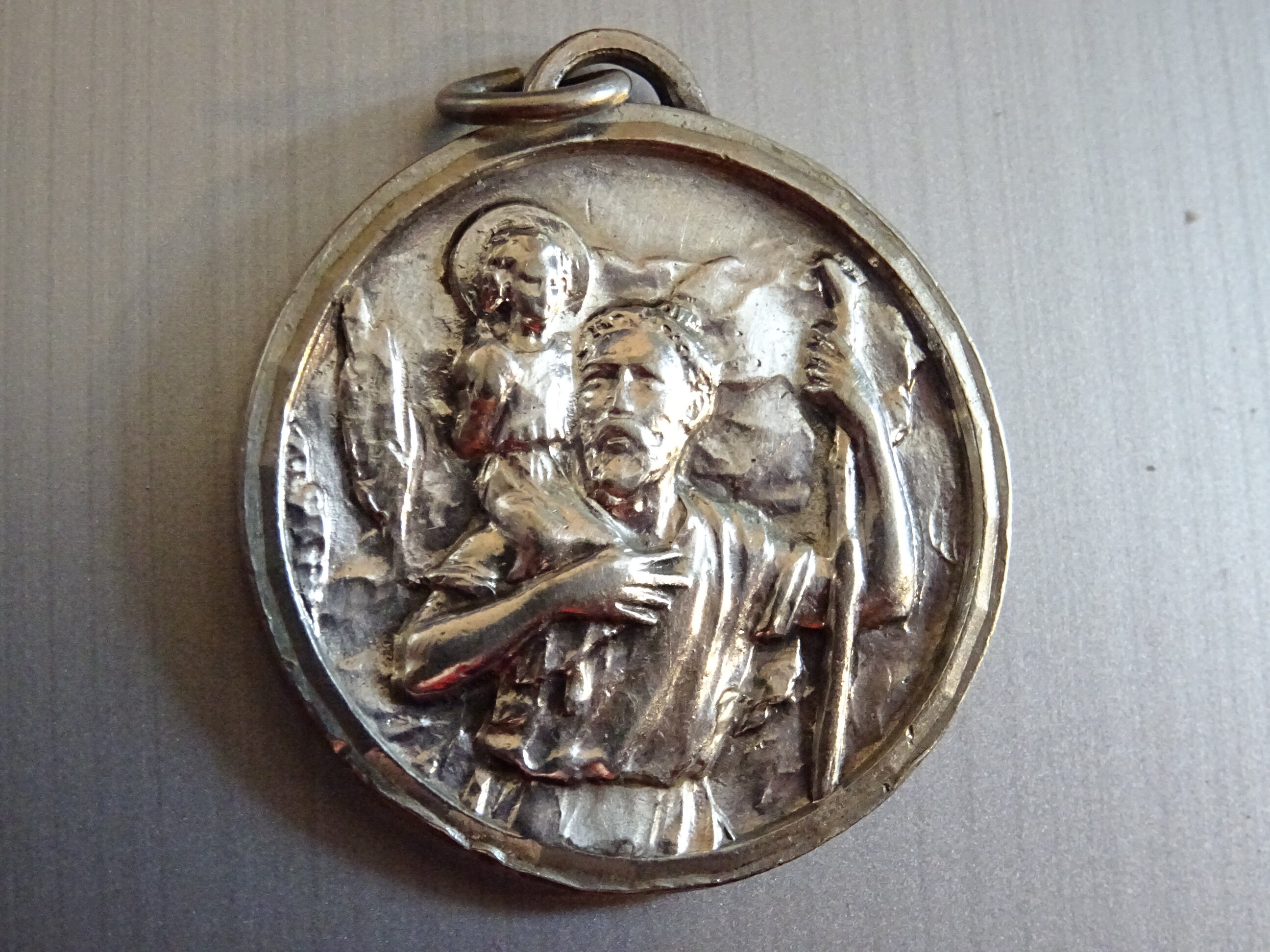 st. Christopher Beveled Edge Lourdes Alpacca Argent D 161