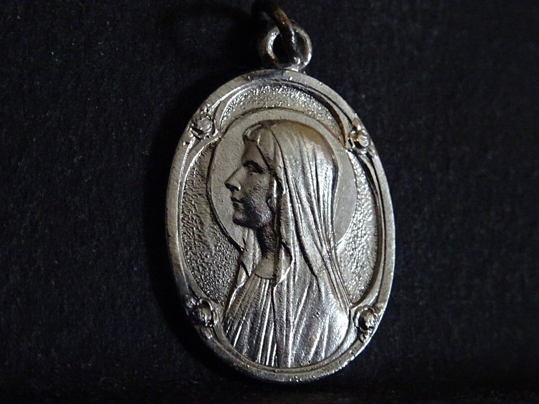 Vintage Silver Grotto of Lourdes Medal - Virgin Mary Charm - Etsy