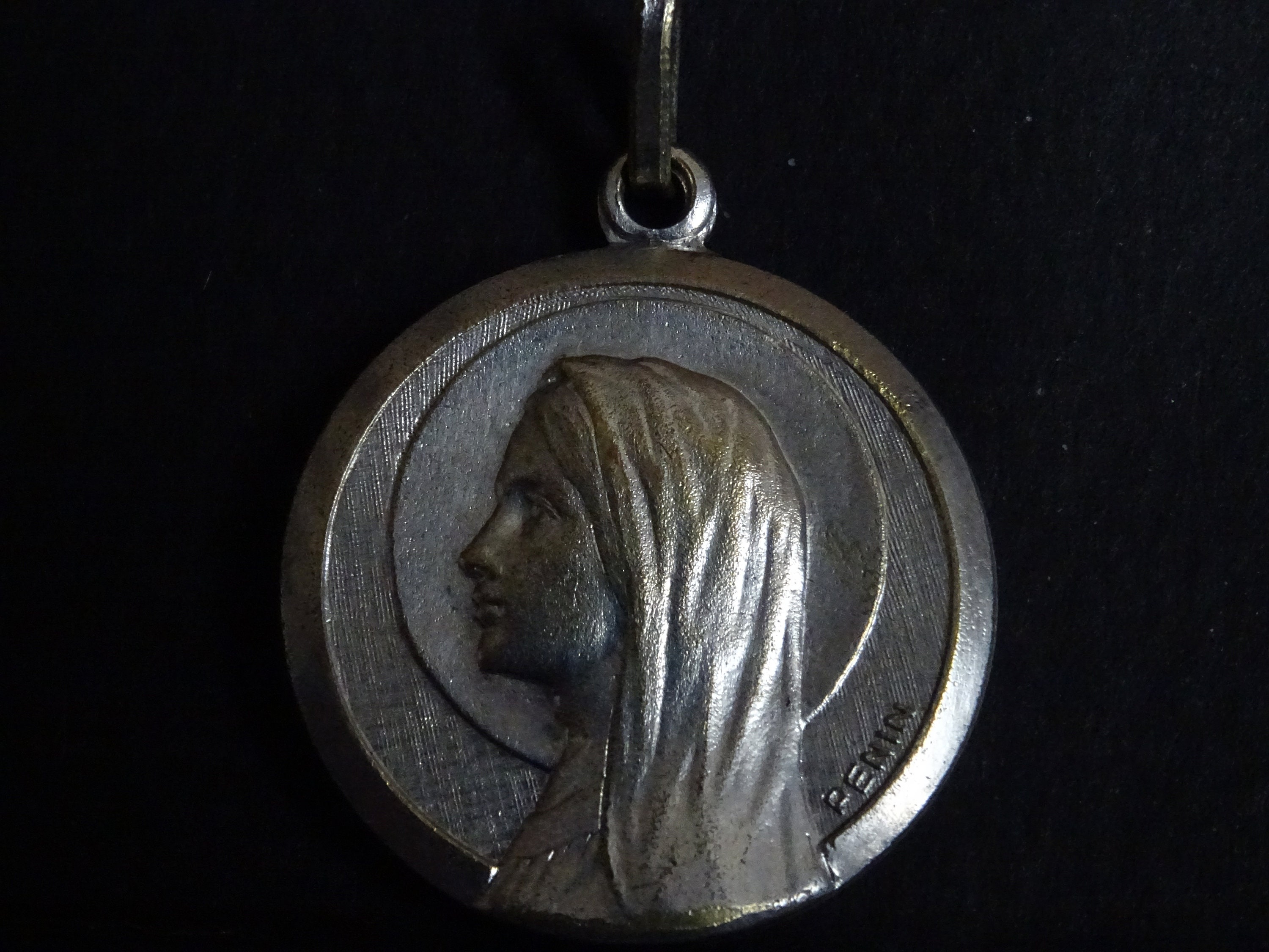 Silver Virgin Mary Medaille Medal Vintage Signed Penin - Etsy